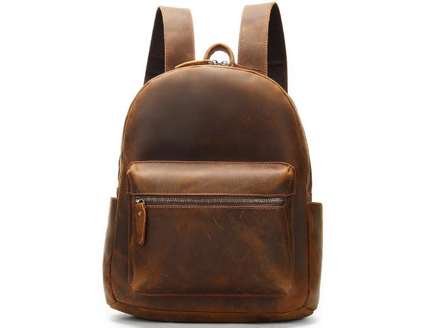 Durable Brown Leather High School Backpack for Teen Boys & Girls - Stylish Laptop Bookbag for School, College & Travel