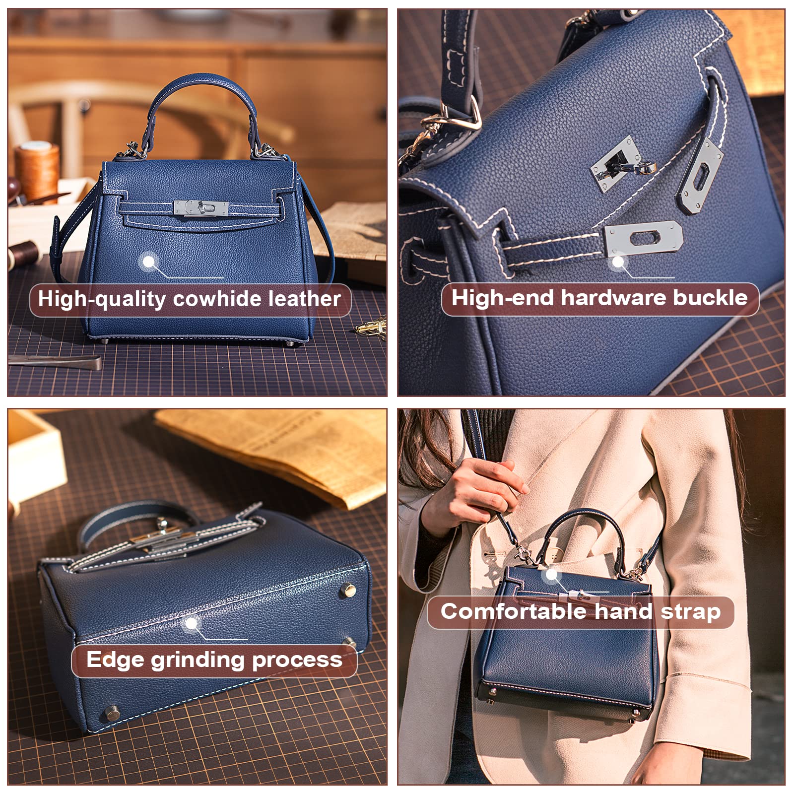 POPSEWING DIY Leather Bag Kit for Women - Handmade Crossbody Shoulder Bag with Sewing Supplies - Perfect Birthday Christmas Gift for Mom & Girlfriend (Brown) | Crafting, Fashion Accessory, Unique Present