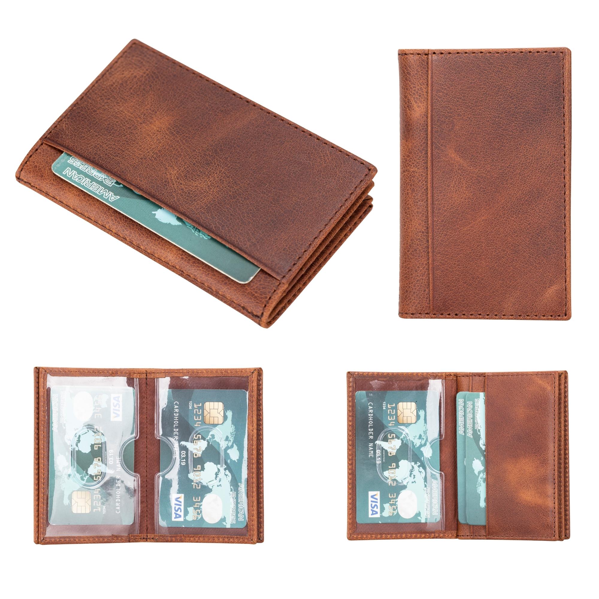 Premium Full Grain Leather Card Holder for Men - Slim RFID Blocking Wallet - Perfect for Business, Travel & Everyday Use