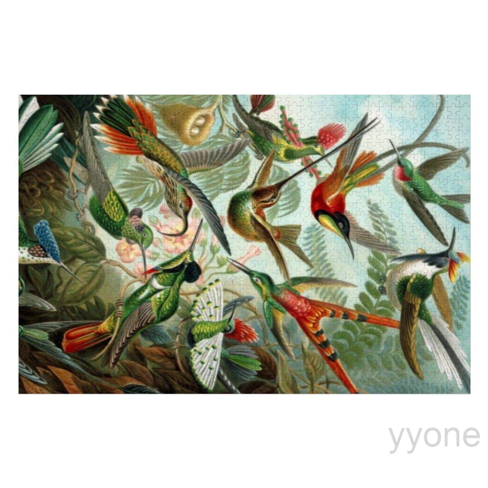 300-Piece Wooden Jigsaw Puzzle - Haeckel's Hummingbirds Art - Challenging Adult Puzzle Game for Teens & Adults - Perfect for Family Game Nights & Stress Relief