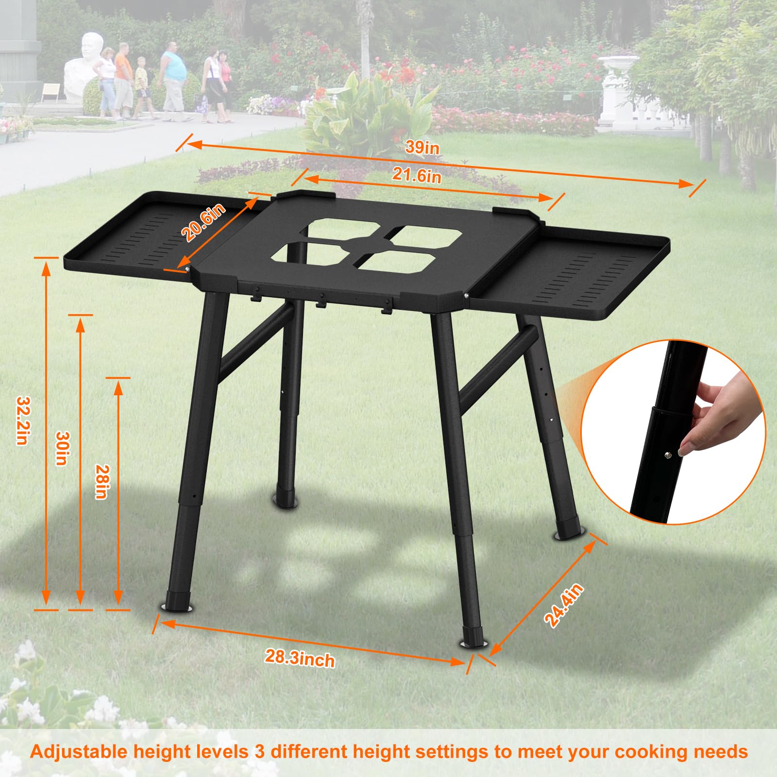 **Outdoor Grill Table Stand for Ninja OG & OO Series – Heavy Duty Steel Portable Grill Stand with Adjustable Height, Side Shelf & Utensil Holder – Perfect for Backyard BBQs, Camping & Tailgating**