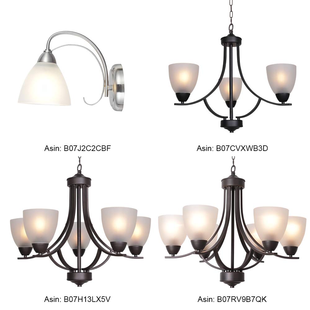 VINLUZ 5-Light Modern Chandelier with Alabaster Glass Shades - Oil Rubbed Bronze Ceiling Pendant Light Fixture for Dining Room, Foyer, Bedroom & Living Room - Perfect for Rustic & Contemporary Home Decor