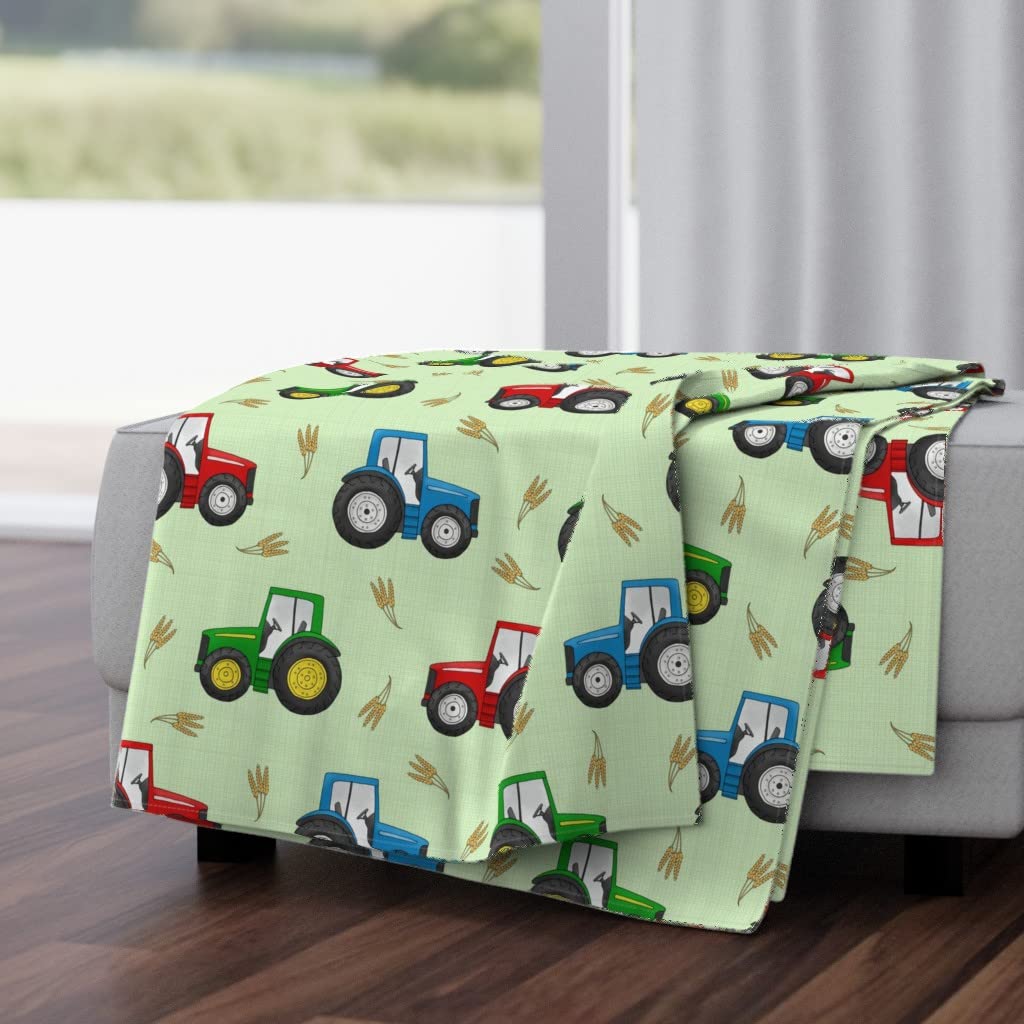 Soft Plush Minky Throw Blanket 50x70 Inches - Farm Tractor Print for Boys & Kids | Cozy Bedroom Decor, Nursery Gift, Playroom Accent