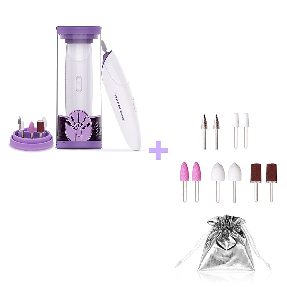 TOUCHBeauty 5-in-1 Professional Nail Drill Kit with LED Light & 10pc Replacement Bits - Electric Nail File for Acrylic, Gel, Natural Nails - Perfect for Home & Salon Manicure & Pedicure