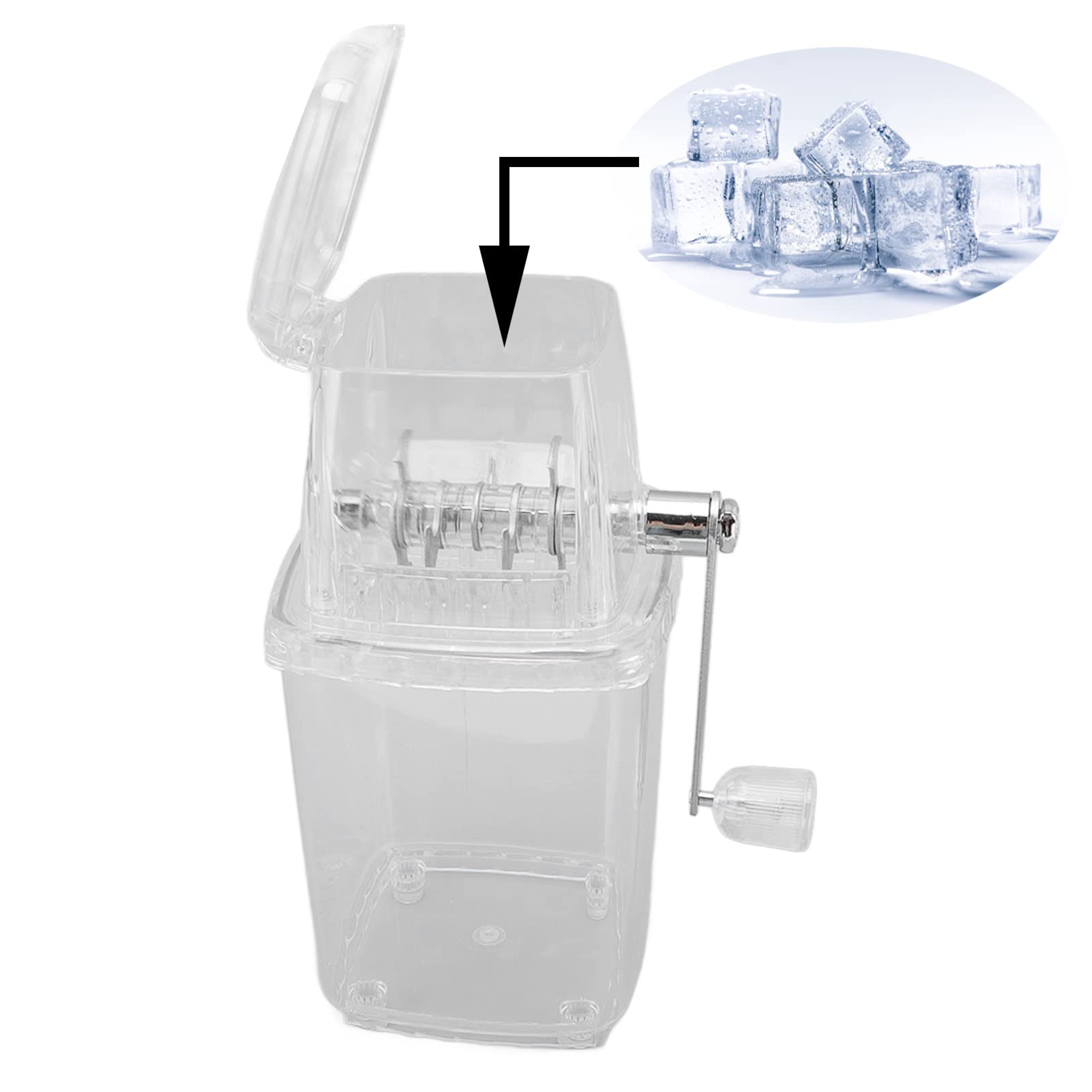 Stainless Steel Hand Crank Ice Crusher - Manual Ice Shaver with Durable Blades for Cocktails, Smoothies & Home Bars | Portable Ice Breaker Machine for Fast Crushing