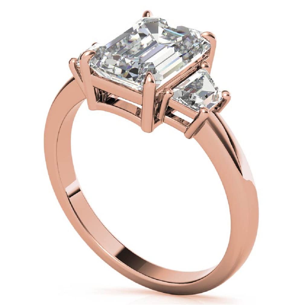 10K Solid Rose Gold Handmade Engagement Ring - 2.0 CT Emerald Cut Moissanite Diamond Solitaire Wedding Band for Women - Perfect for Proposals, Anniversaries & Bridal Jewelry Gifts