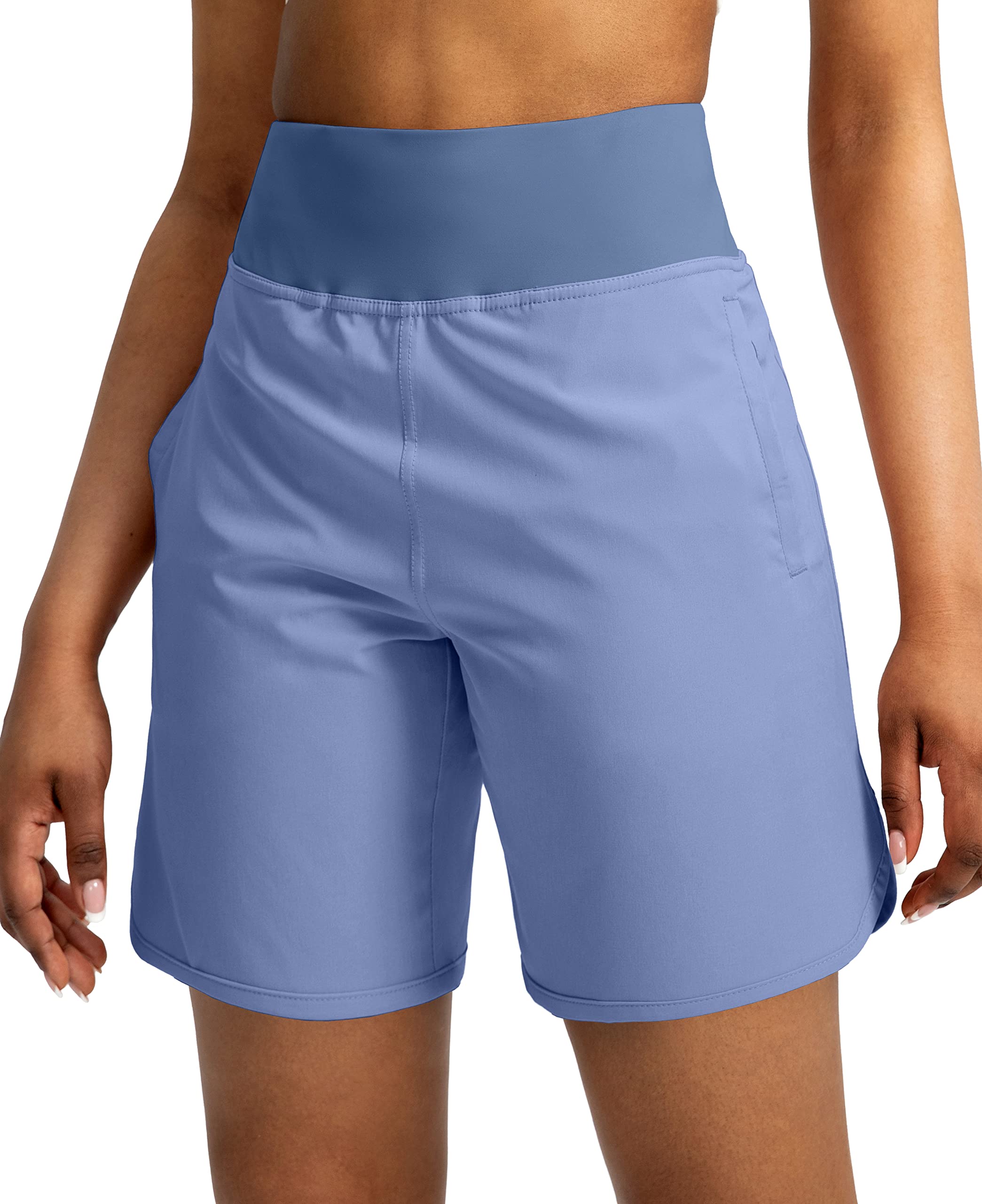 Soothfeel Women's High Waisted 7-Inch Running Shorts with Zipper Pockets - Breathable Athletic Workout Gym Shorts for Women | Perfect for Summer Jogging, Yoga & Fitness Training
