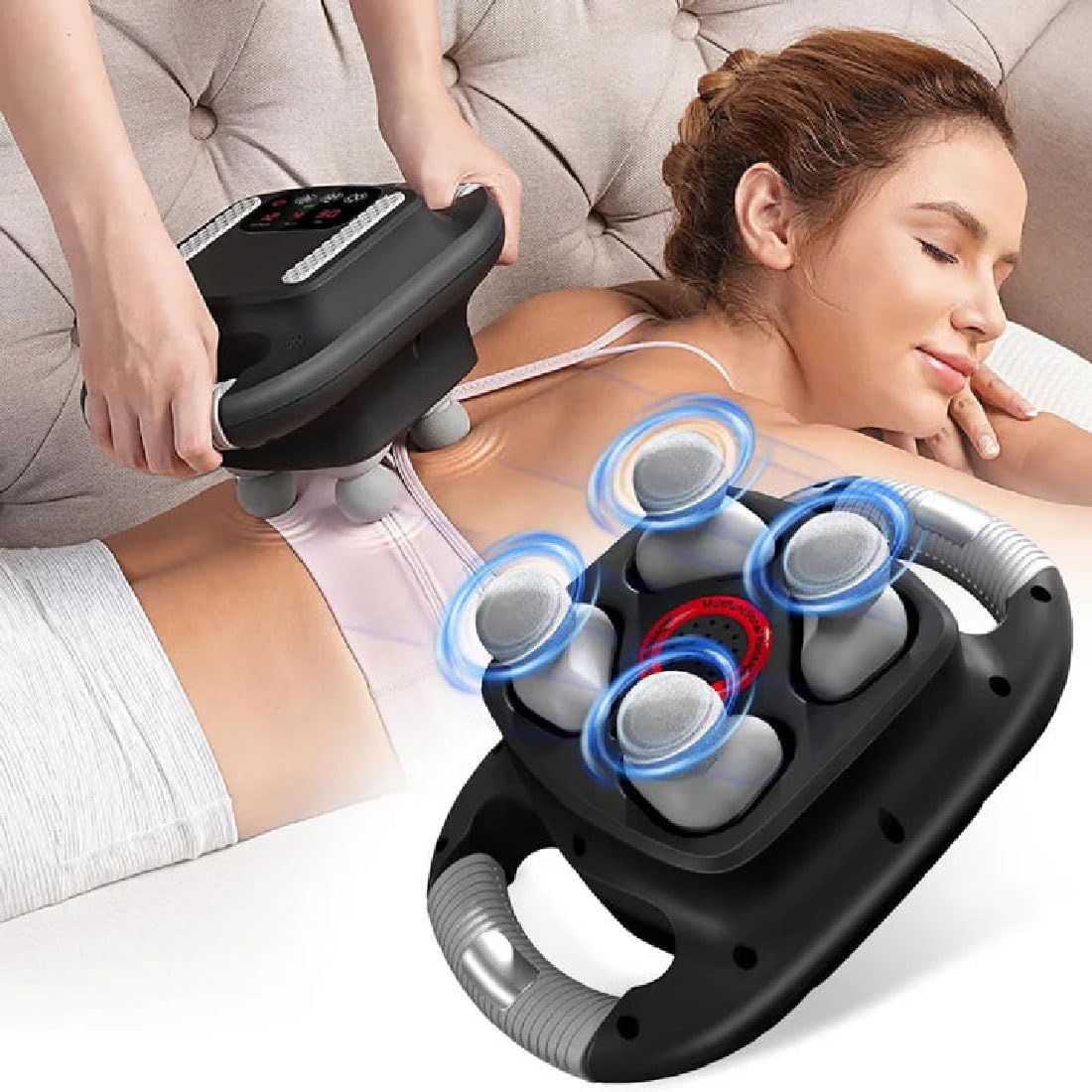 Professional Automatic 4-Head Deep Tissue Massage Gun - Percussion Muscle Massager for Shoulder, Back, Body Pain Relief & Relaxation - Perfect for Athletes, Gym Recovery & Home Use (Black)