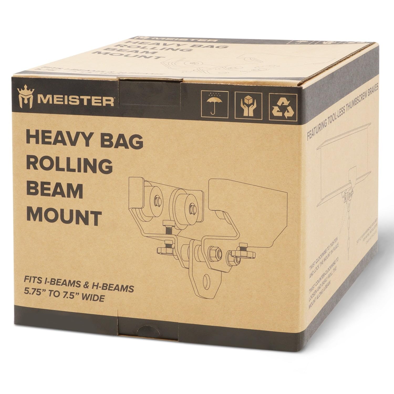 Meister Rolling Beam Mount with Brakes - Heavy Duty Boxing & MMA Bag Stand for Home Gym, Training Studio, and Martial Arts Dojo