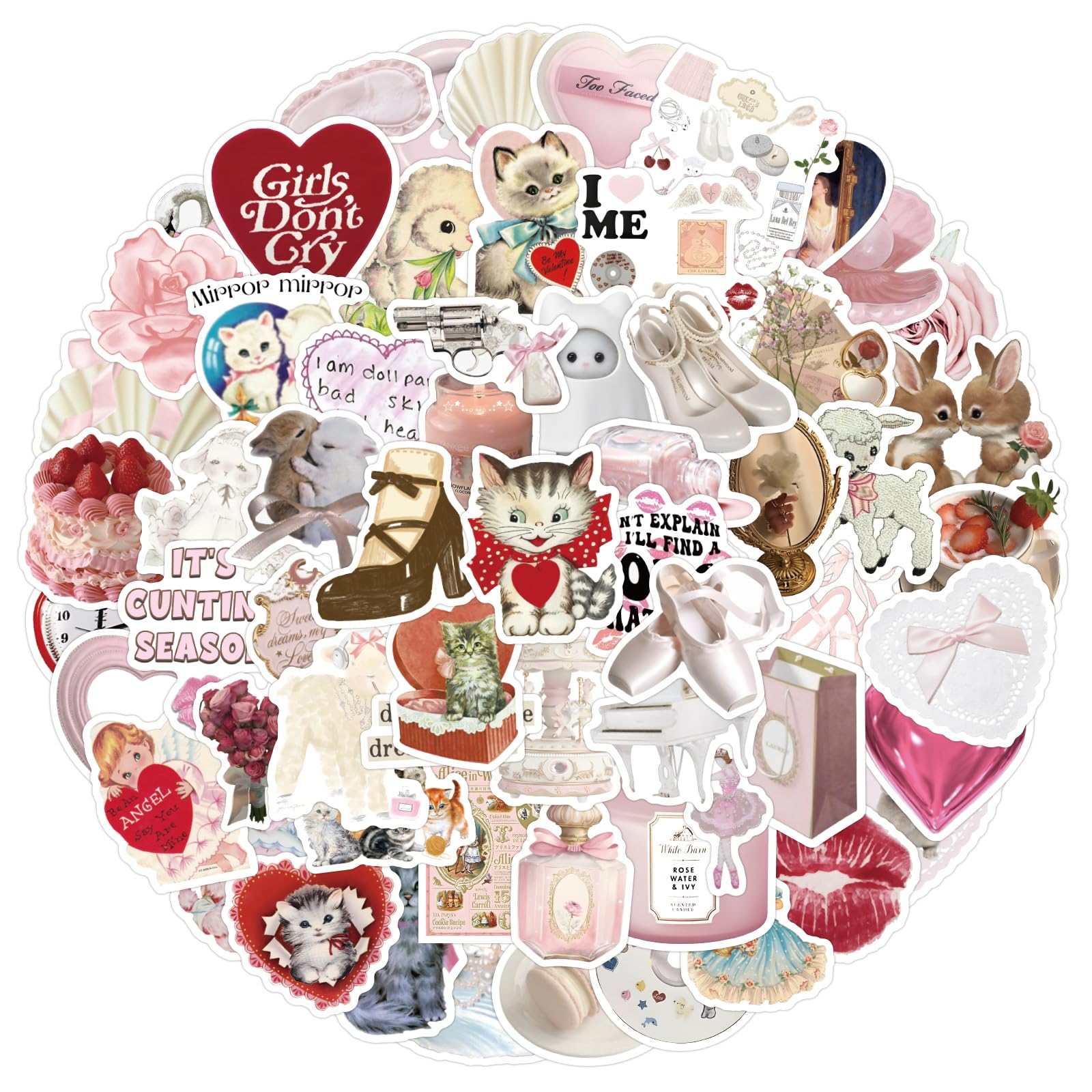 120Pcs Aesthetic Coquette Stickers Pack - Waterproof Vinyl Decals for Water Bottles, Laptops, Phones, Skateboards | Perfect for Scrapbooking, Party Decor & DIY Gifts for Teens, Kids & Adults | Great for Personalizing School Supplies, Journals & Room Decor