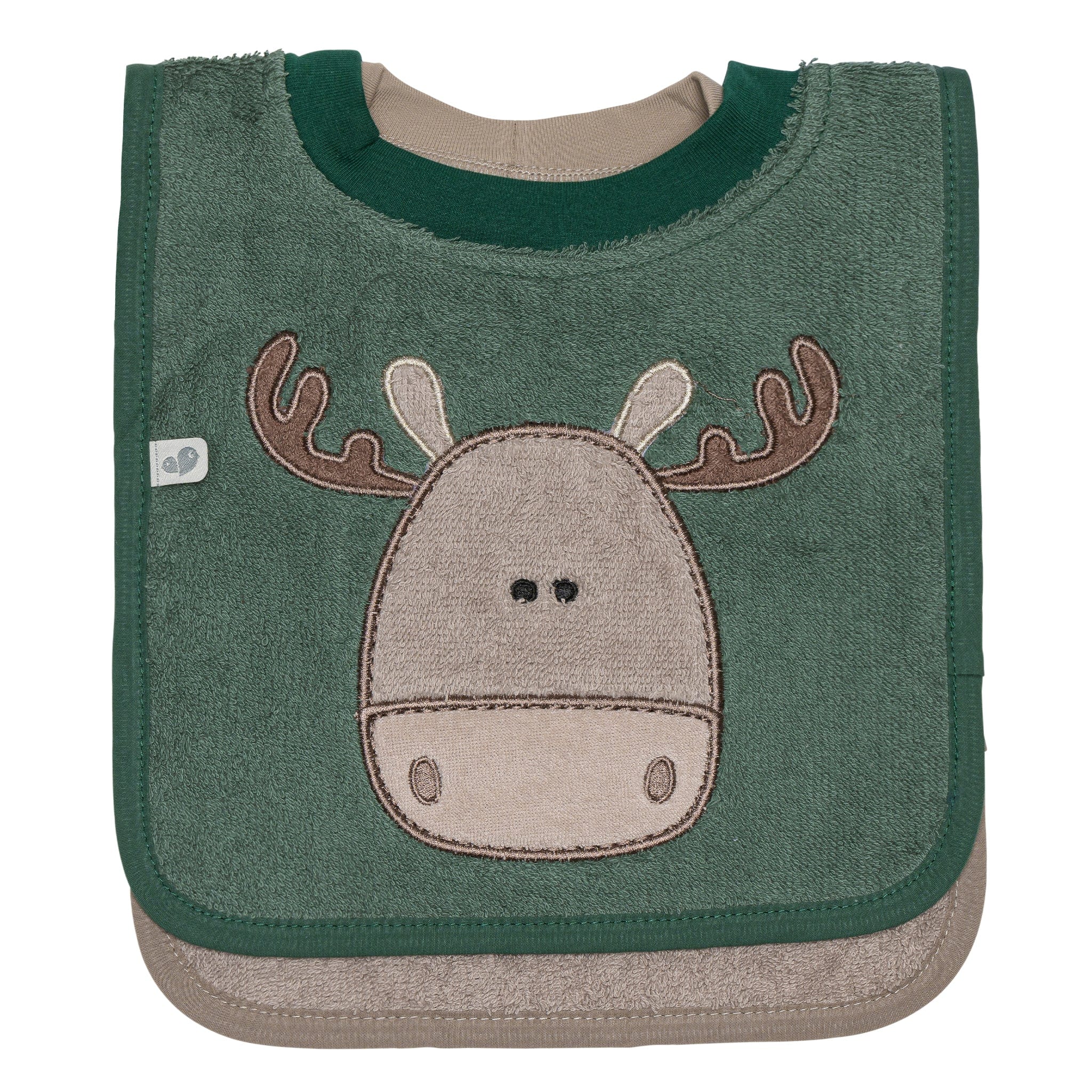 2 Pack Terry Baby Bibs with Cute Moose Design - Soft and Absorbent for Feeding, Drooling, and Messy Playtime