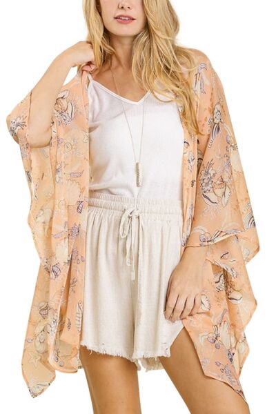 Stylish Full Size Sheer Mixed Print Kimono with Side Slit - Lightweight Cover Up for Beach, Pool, Summer Outfits & Boho Fashion