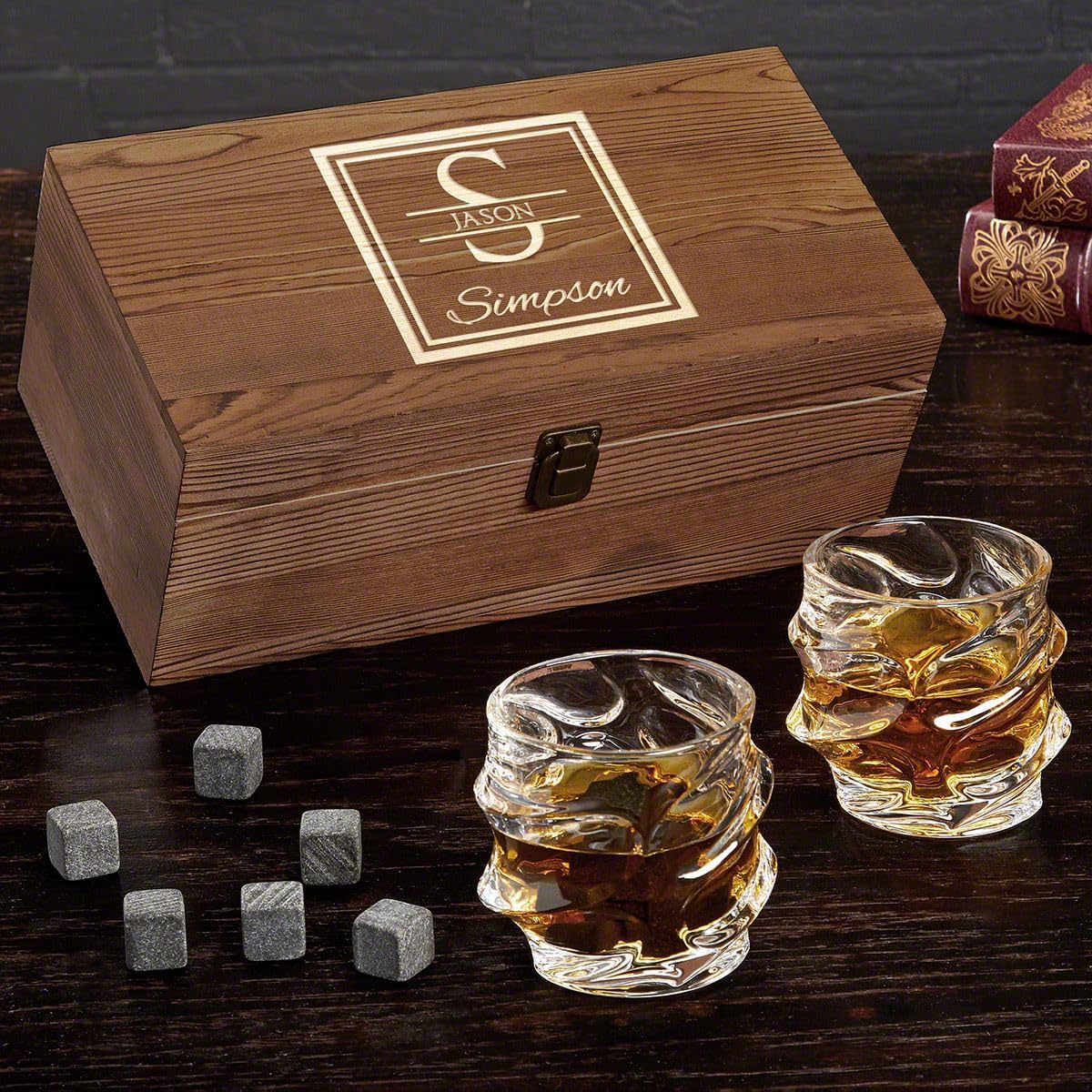 Personalized Whiskey Gift Box Set with Engraved Glasses - Custom Engraving for Special Occasions, Perfect for Weddings, Anniversaries & Corporate Gifts