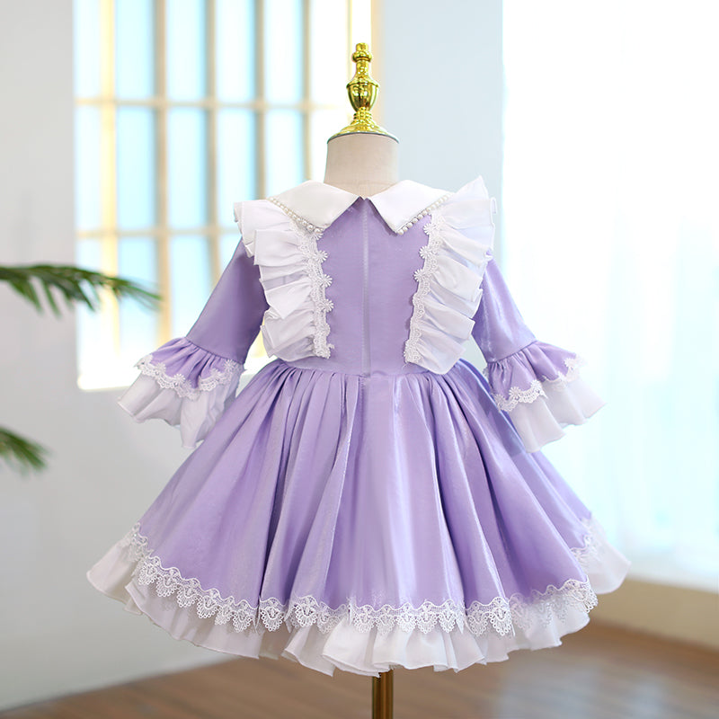 Baby Girl Princess Dress - Lolita Style Doll Collar Lace Puffy Sleeve Party Gown for Birthday, Photo Shoots & Special Occasions