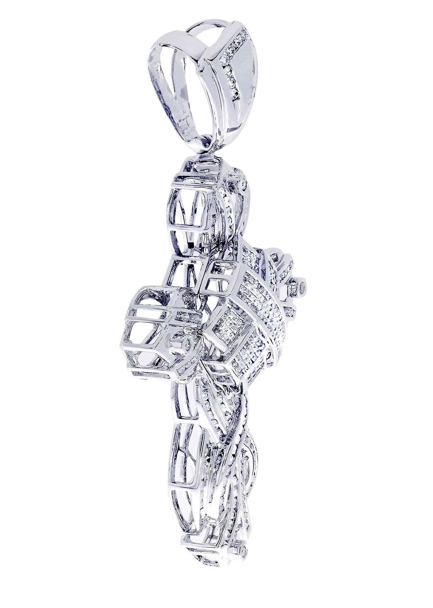 3.26 Carat Diamond Cross Pendant Necklace - 23.84 Grams Solid Gold Religious Jewelry for Women - Perfect for Baptism, First Communion & Special Occasions