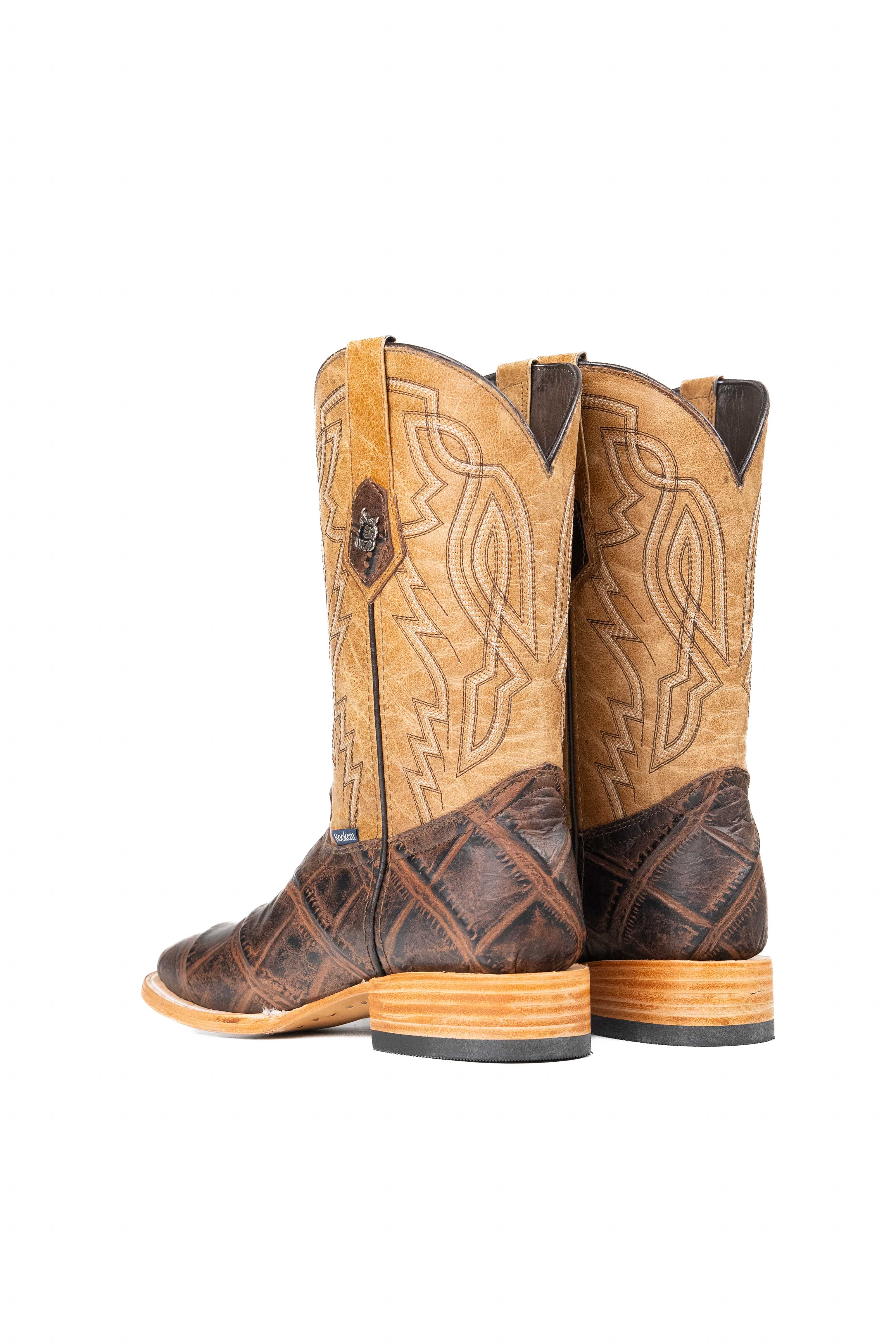 Renegade Alligator Square Toe Cowboy Boots for Men - Genuine Leather Western Boots with Rugged Sole - Perfect for Rodeo, Country Dancing & Outdoor Adventures