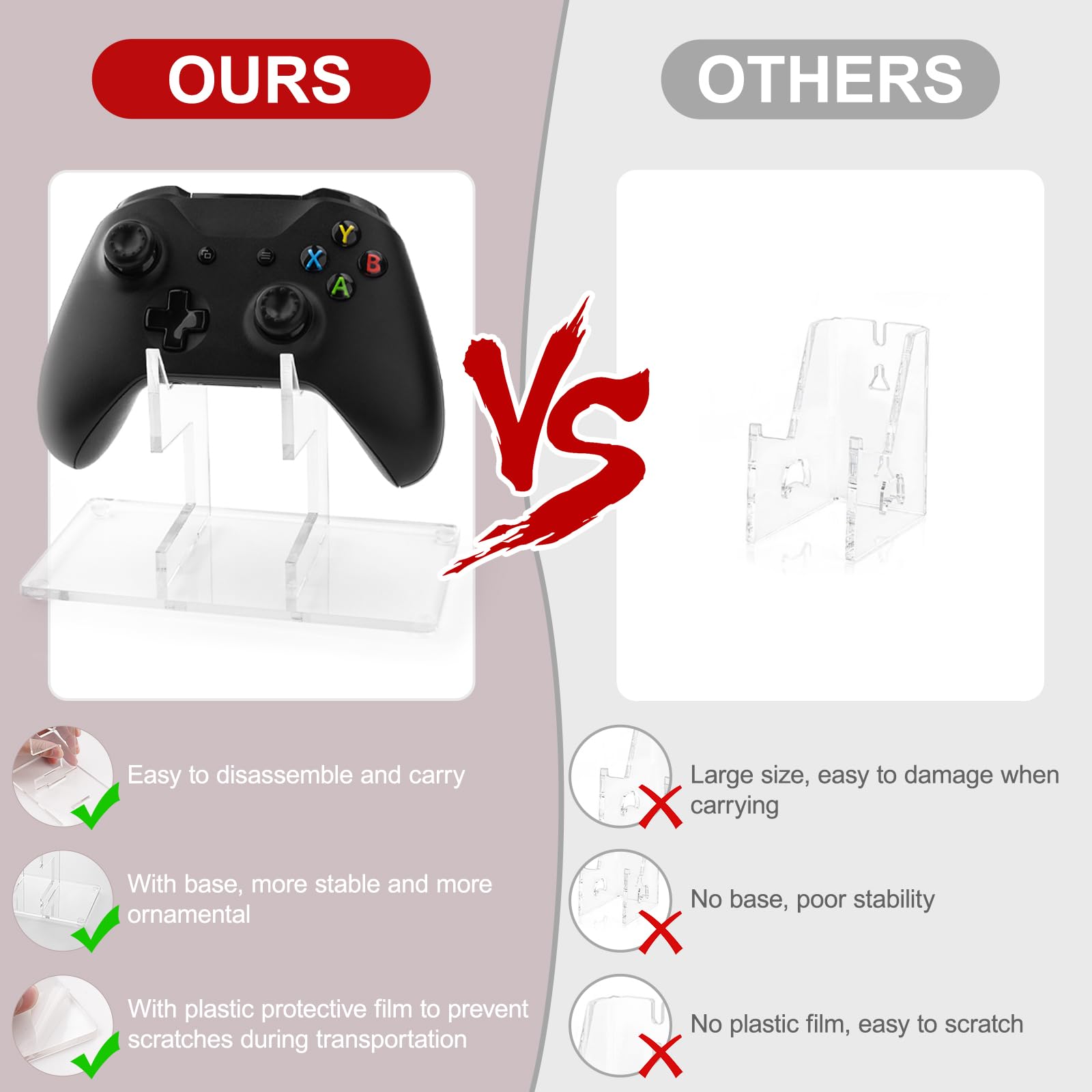 Universal Controller Stand for Xbox, PS5, Switch & PC - Transparent Display for Gaming Setup