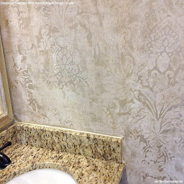 Lisabetta Damask Wall Stencil - Reusable DIY Painting Template for Home Decor, Accent Walls & Furniture - Perfect for Bedroom, Living Room & Nursery Renovation