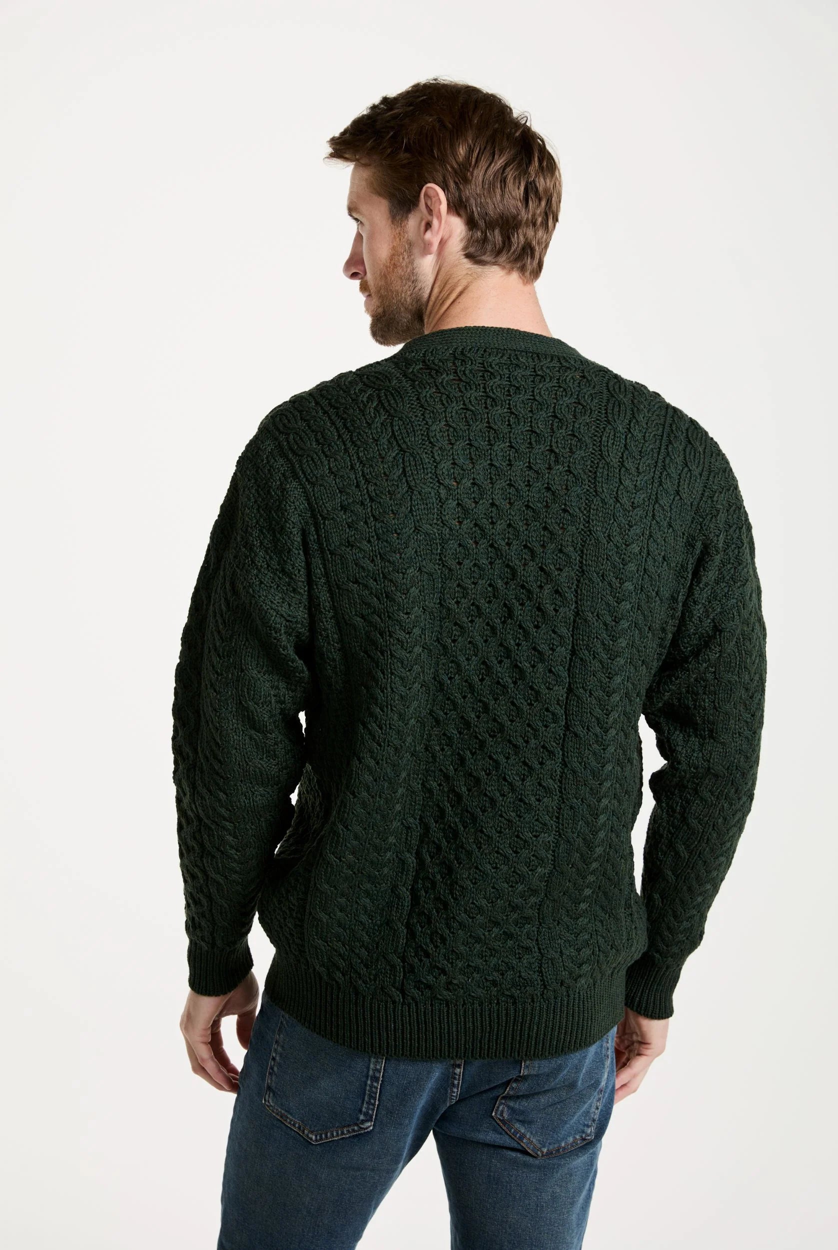 Stylish Aran V Neck Cardigan for Women - Soft Green Knit Sweater | Perfect for Fall Layering, Office Wear & Casual Outfits