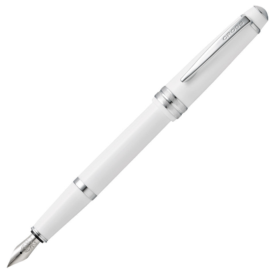 Cross Bailey Light Fountain Pen - White with Chrome Trim - Premium Writing Instrument for Calligraphy, Journaling & Office Use
