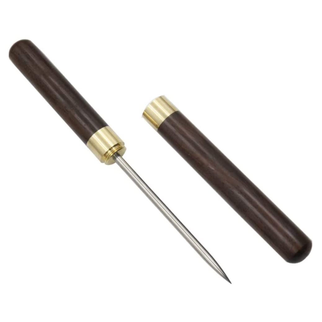 Premium Stainless Steel Ice Pick with Wooden Handle & Protective Cover - Heavy Duty Ice Chipper for Kitchen, Bars, Bartender, Cocktail Making, Picnics, Camping & Outdoor Adventures - Ideal for Breaking Ice Cubes, Sculpting & Mixing Drinks