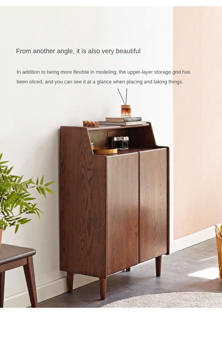 Solid Oak Wood Shoe Storage Cabinet - Rustic Entryway Organizer with Bench Seat for Hallway, Porch, or Mudroom - Perfect for Shoes, Boots, and Outdoor Gear Storage