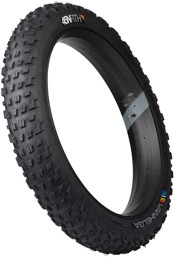 45NRTH Vanhelga Tubeless Folding Fat Bike Tire - 27.5 x 4 Inch, 120 TPI, Black - Winter & Snow Cycling, Off-Road Trail Riding, All-Terrain Biking