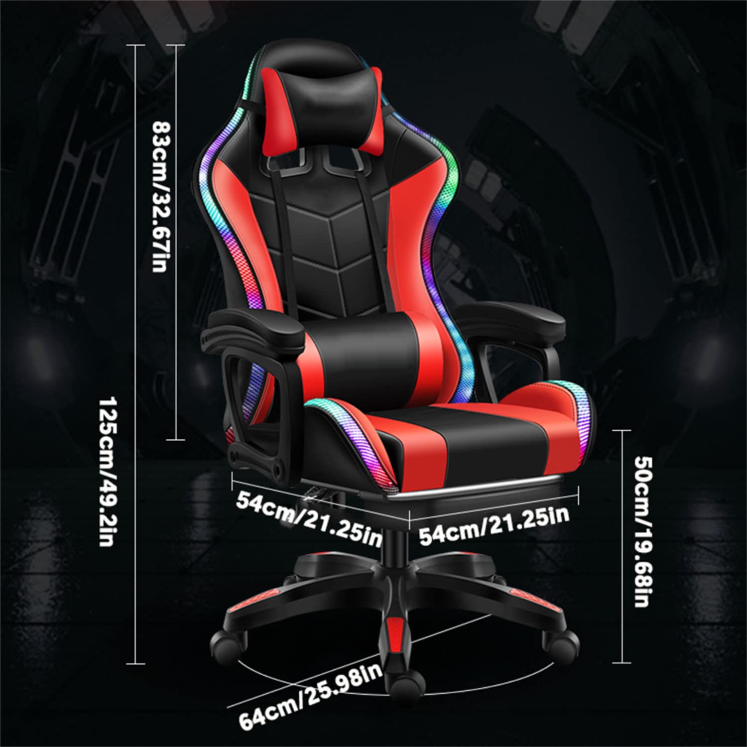 Ergonomic RGB Gaming Chair with Massage, Footrest & Bluetooth Speakers - Adjustable Headrest, Lumbar Support & Reclining Backrest for PC/Console Gamers - Perfect for Esports, Streaming & Home Office Setup