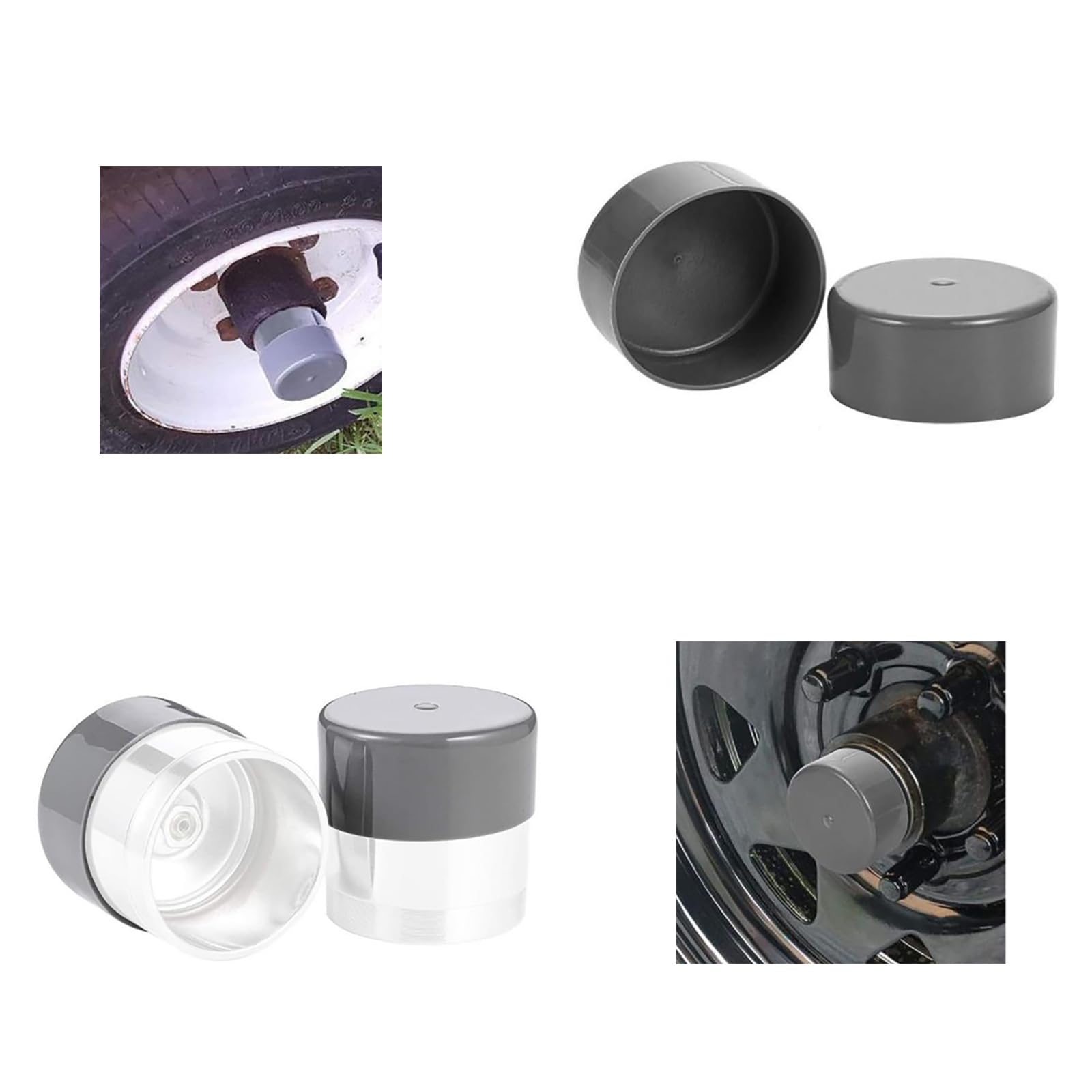 4 Pack 1.98 Inch Grey Rubber Bearing Dust Protector Covers - Wheel Hub Dust Caps for Trailers, Trucks & RVs - Durable Replacement Bearing Protectors for Heavy-Duty Use & Off-Road Protection