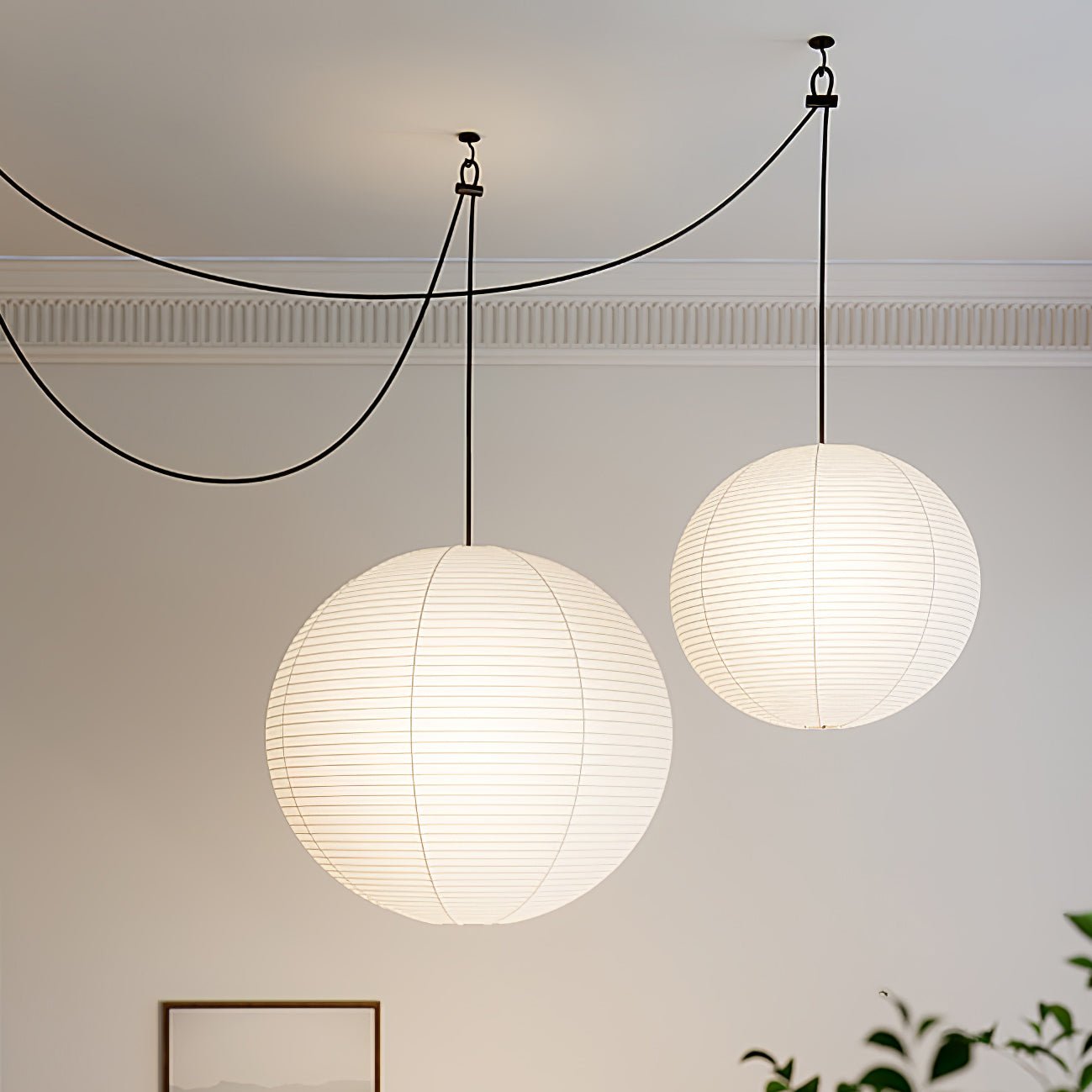 Akari A Round Swag Light - Modern Hanging Pendant Lamp for Living Room, Bedroom & Dining Room - Perfect for Home Decor & Interior Design