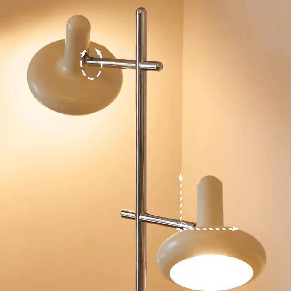 Modern White Dual Head Adjustable Floor Lamp for Living Room - Minimalist Reading Light with Flexible Arms, Perfect for Bedroom, Office, and Study Area