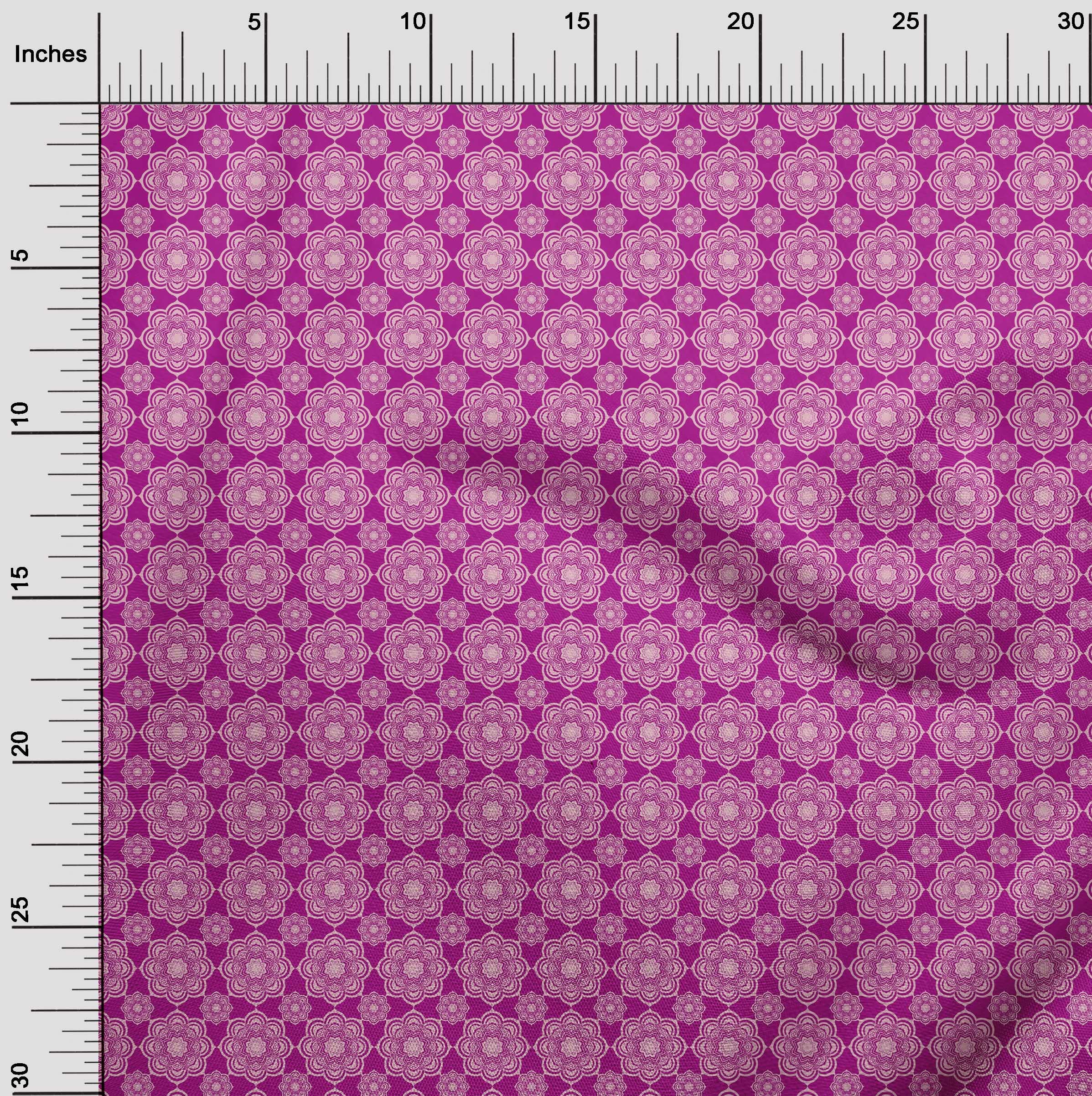 Premium 100% Cotton Cambric Fuschia Pink Fabric - Asian Ornamental Print Dress Material - 56 Inch Wide by The Yard for DIY Dresses, Blouses & Home Decor Projects
