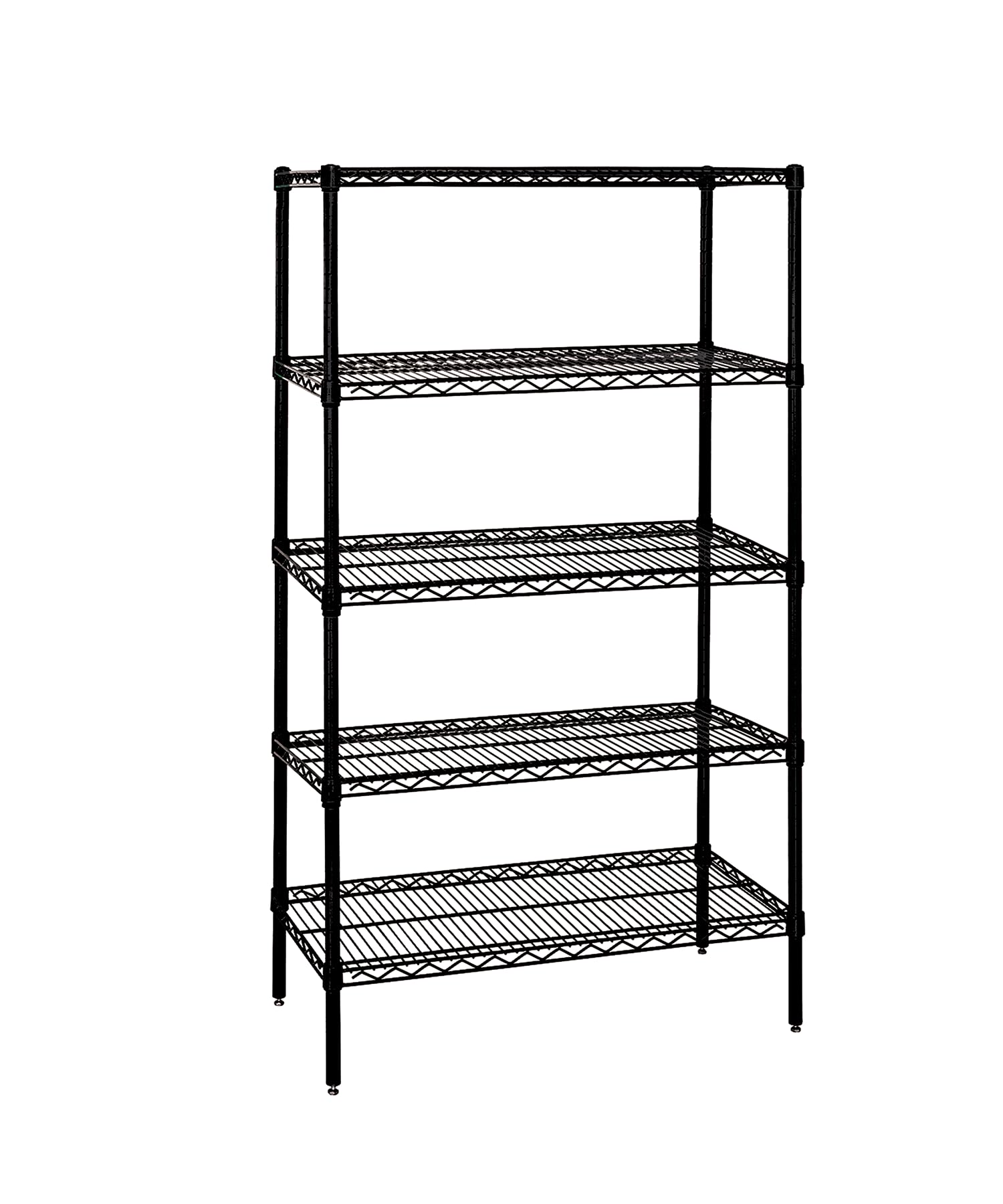 Quantum Storage Systems 5-Tier Wire Shelving Unit Kit - Black, 86 Inch Heavy Duty Metal Rack for Garage, Pantry, Warehouse & Closet Organization