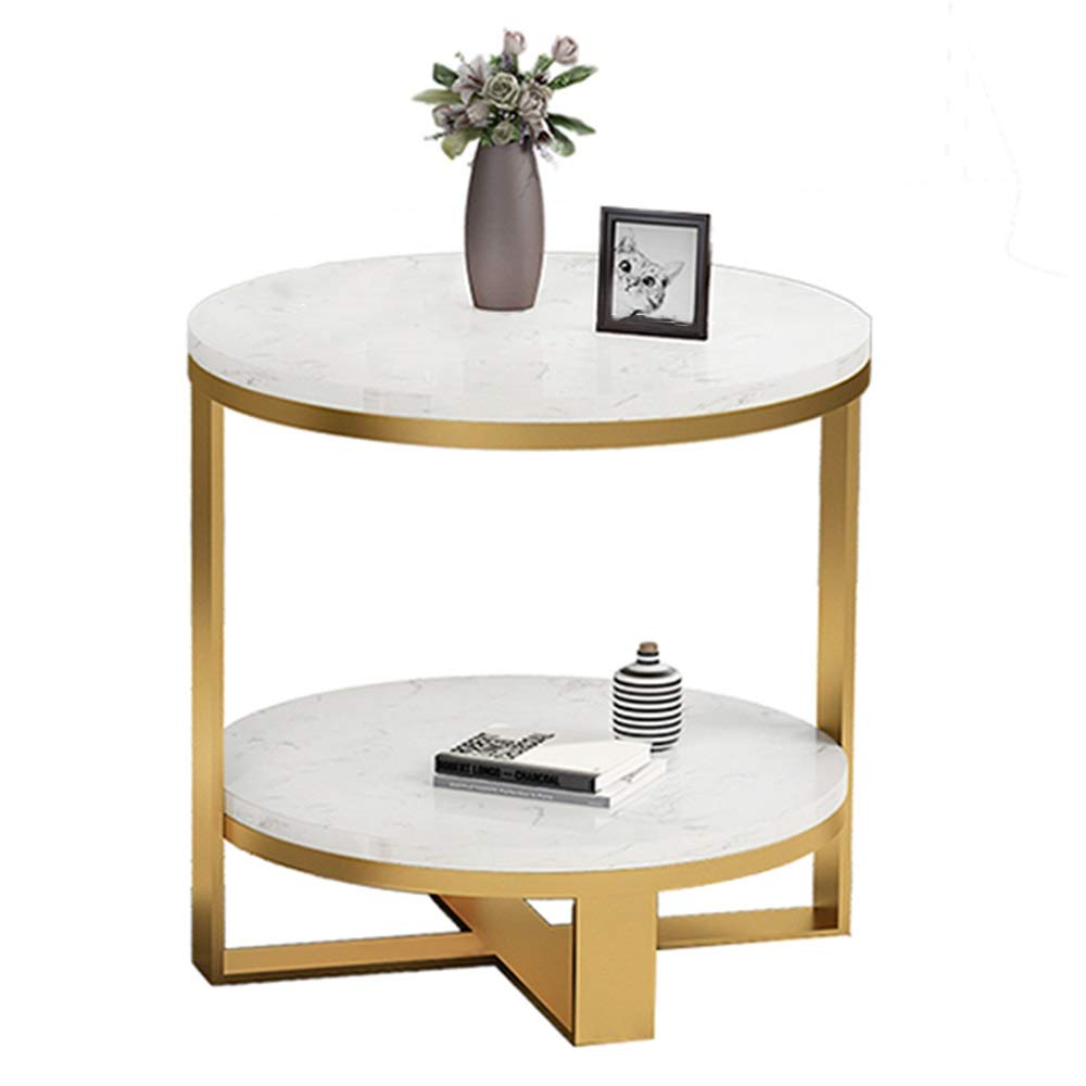 Luxury Marble Side Table with Sturdy Metal Frame - Modern Coffee Table, Sofa End Table & Bedside Nightstand for Living Room, Bedroom & Office - Perfect for Small Space Decor & Home Storage Solutions