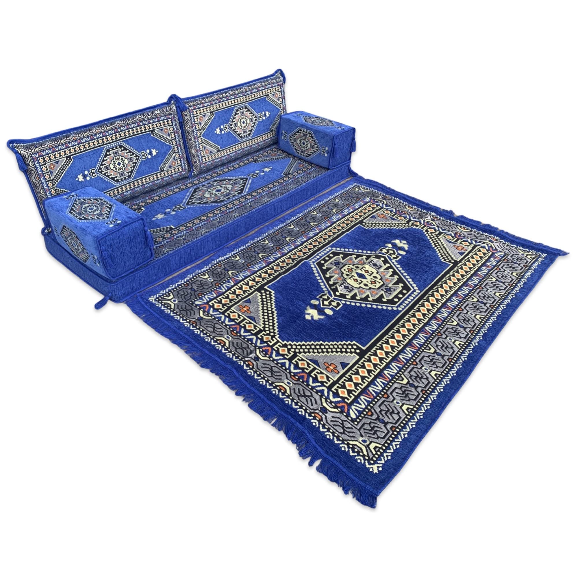 Modular Sectional Sofa Set - Moroccan Style Arabic Majlis Loveseat with Bench Cushions & Pallet Cushions | Arabic Living Room Furniture for Home Decor | Perfect for Lounge, Family Gatherings & Cultural Events