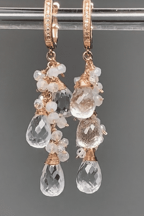 Rose Gold Crystal Quartz Bridal Earrings for Wedding – Elegant Jewelry for Brides, Bridesmaids, and Special Occasions