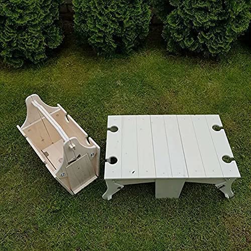 2-in-1 Portable Folding Picnic Basket & Table Set - Collapsible Wooden Camping Table with Wine Glass Holder & Carry Handle - Perfect for Beach, Garden Parties, Outdoor Dining & Camping (White) - Ideal for Picnics, BBQs, Tailgating & Romantic Getaways