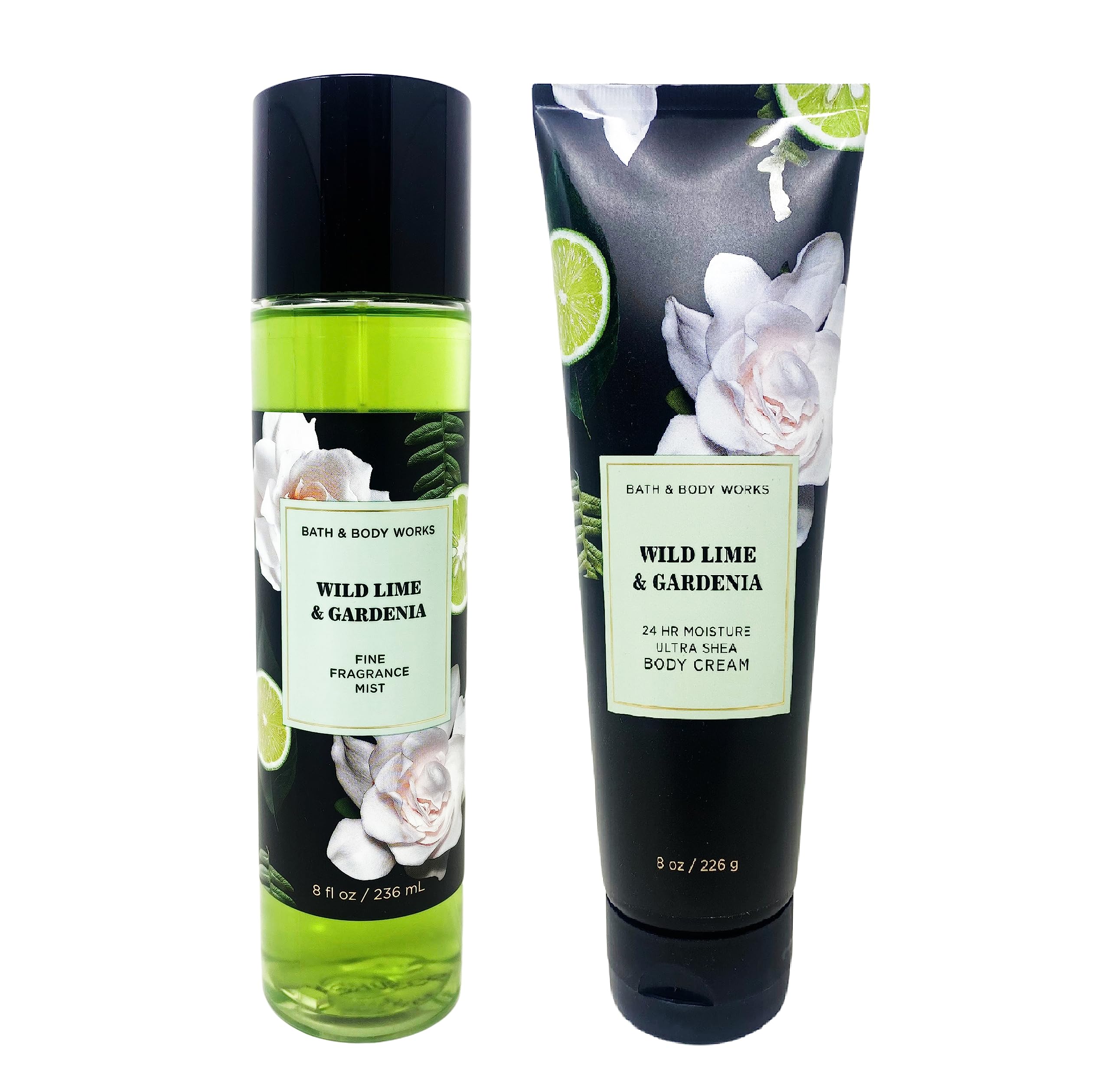 Bath & Body Works Wild Lime & Gardenia Fragrance Mist & Body Cream Gift Set - Full Size Duo for Women - Perfect for Gifts, Self-Care & Daily Moisturizing