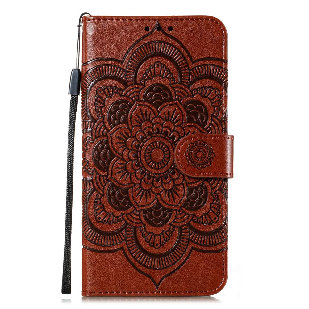 Samsung A31 PU Leather Case - Mandala Embossed Flip Cover with Card Holder & Stand | Perfect for Work & Travel