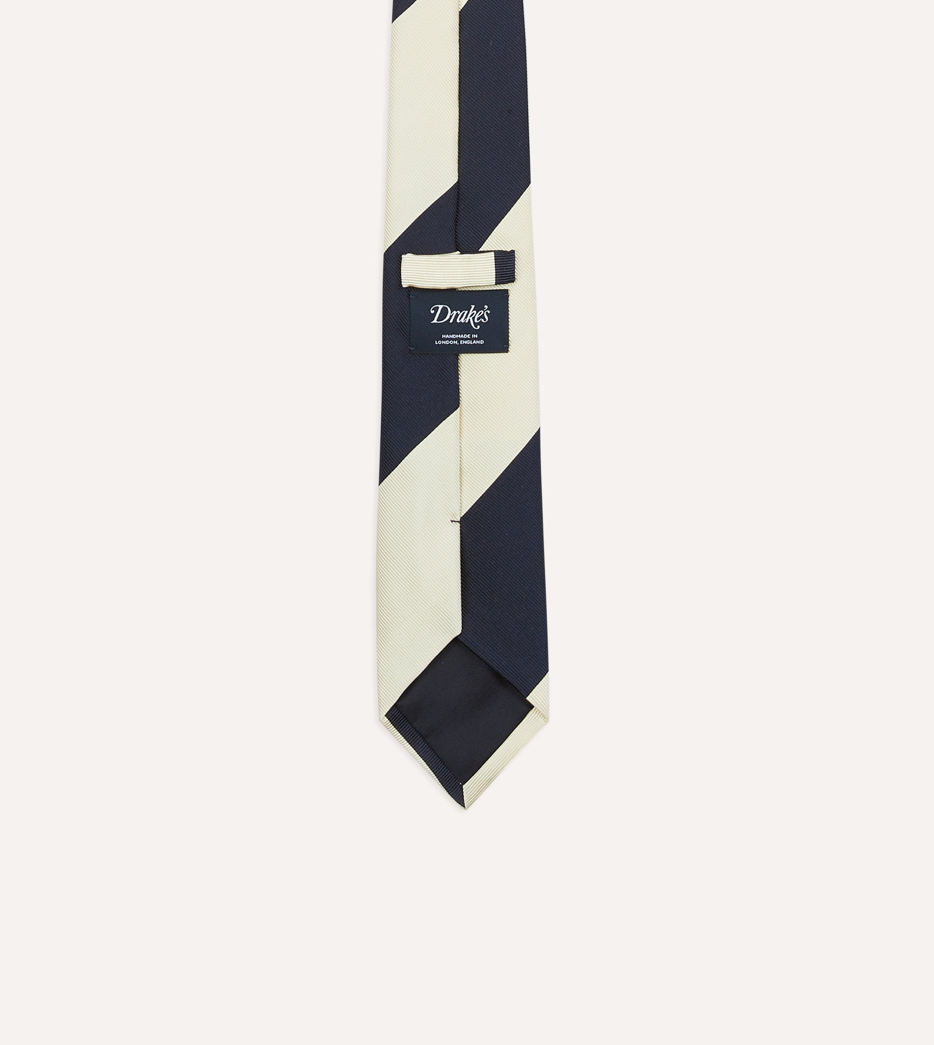 Navy and White Striped Silk Tie - Classic Dual Block Stripe Design for Men - Perfect for Business, Weddings & Formal Occasions