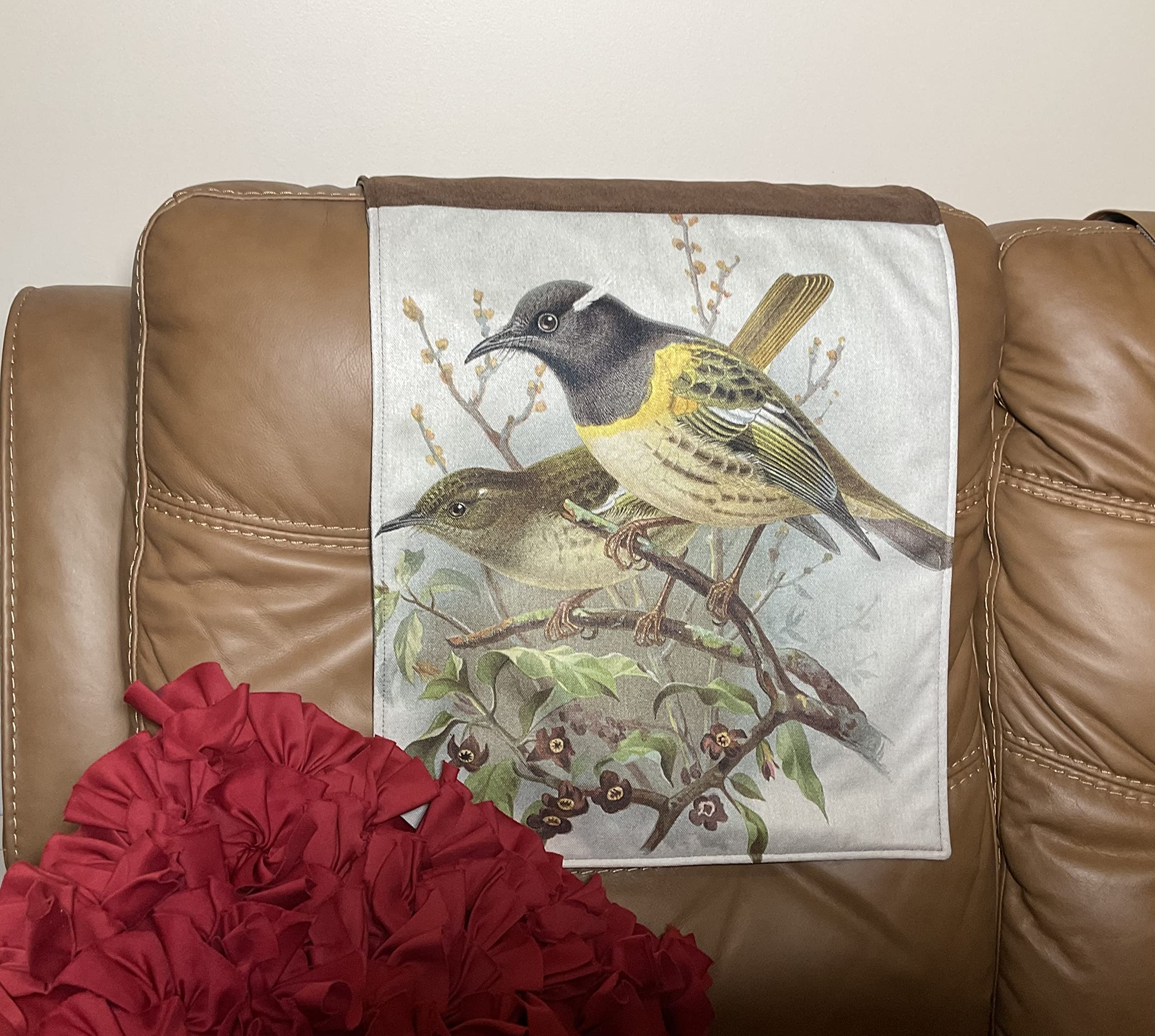Bird Design Headrest Cover - Reversible Slipcover for Sofas, Loveseats, Theater Chairs & Recliners | Furniture Protector & Home Decor | Perfect Housewarming Gift | Great for Living Room, Office & Movie Nights