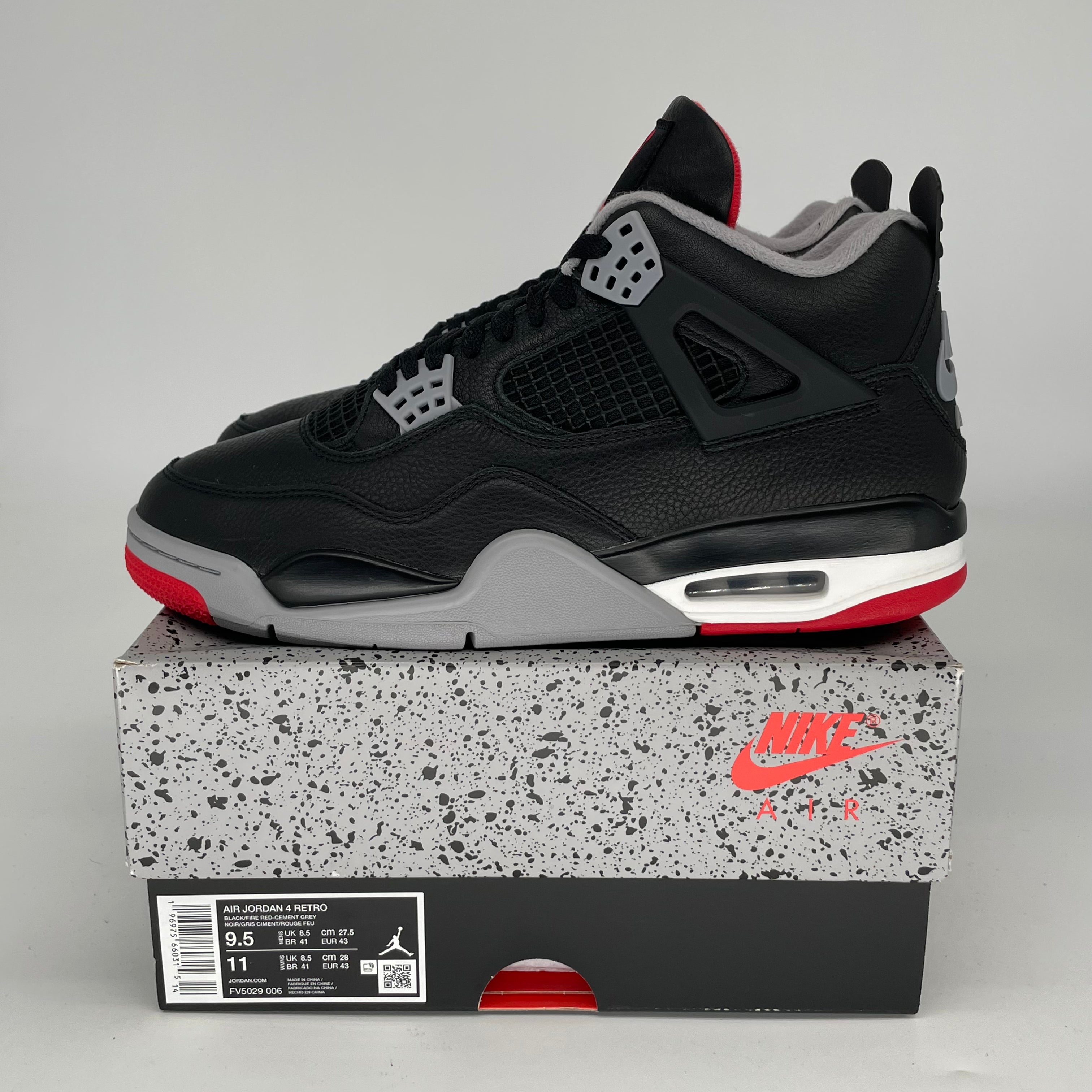 **AIR JORDAN 4 BRED REIMAGINED Men's Basketball Shoes - Size 9.5 & Women's Size 11 - Style FV5029-006 - Perfect for Sneaker Collectors & Streetwear Fashion**