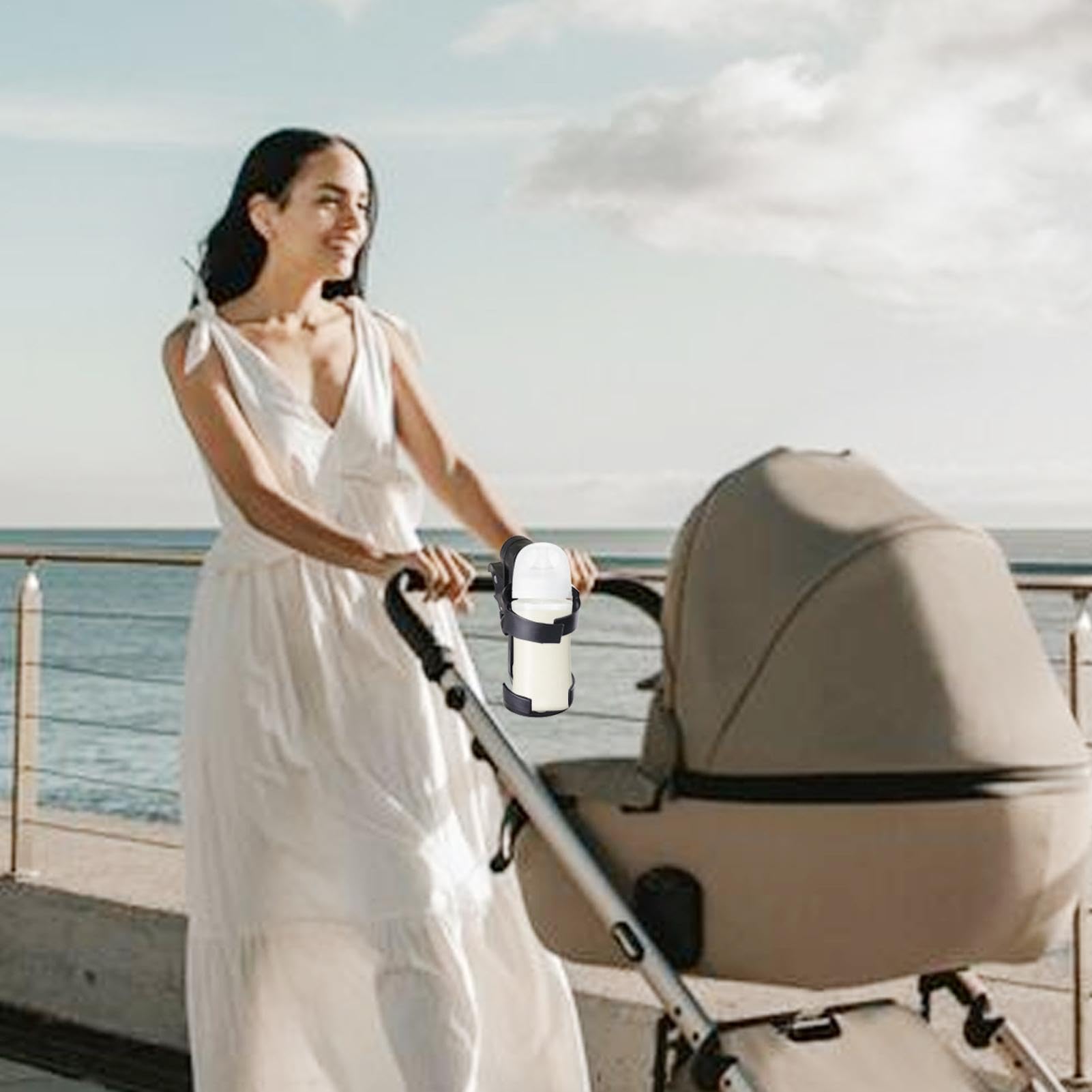 Stroller Water Bottle Holder - Universal Handlebar Drink Cup Holder for Baby Prams, Wheelchairs & Golf Carts | Leak-Proof Outdoor Accessories for Hiking, Shopping & Travel