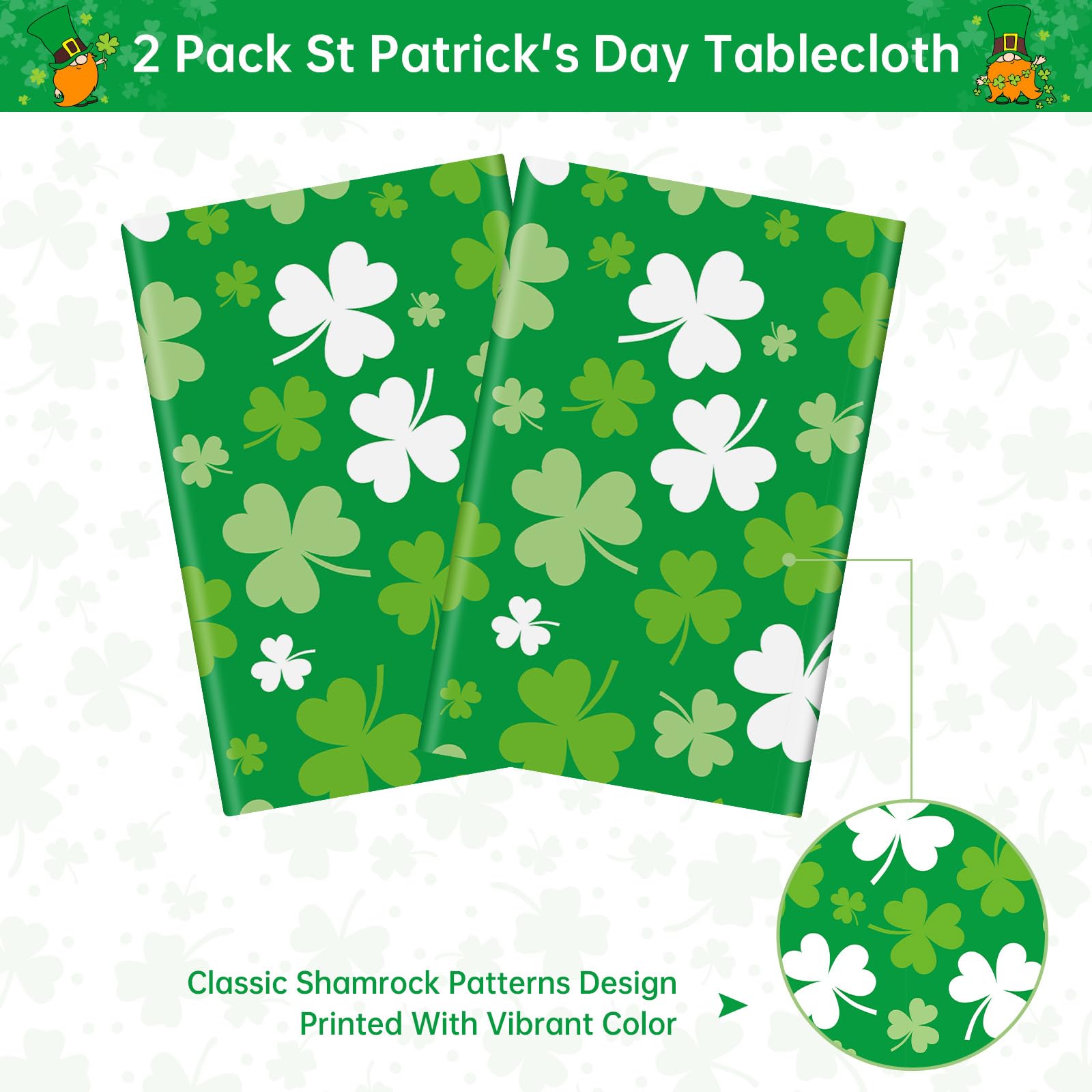 2 Pack St Patrick's Day Plastic Tablecloths - 108