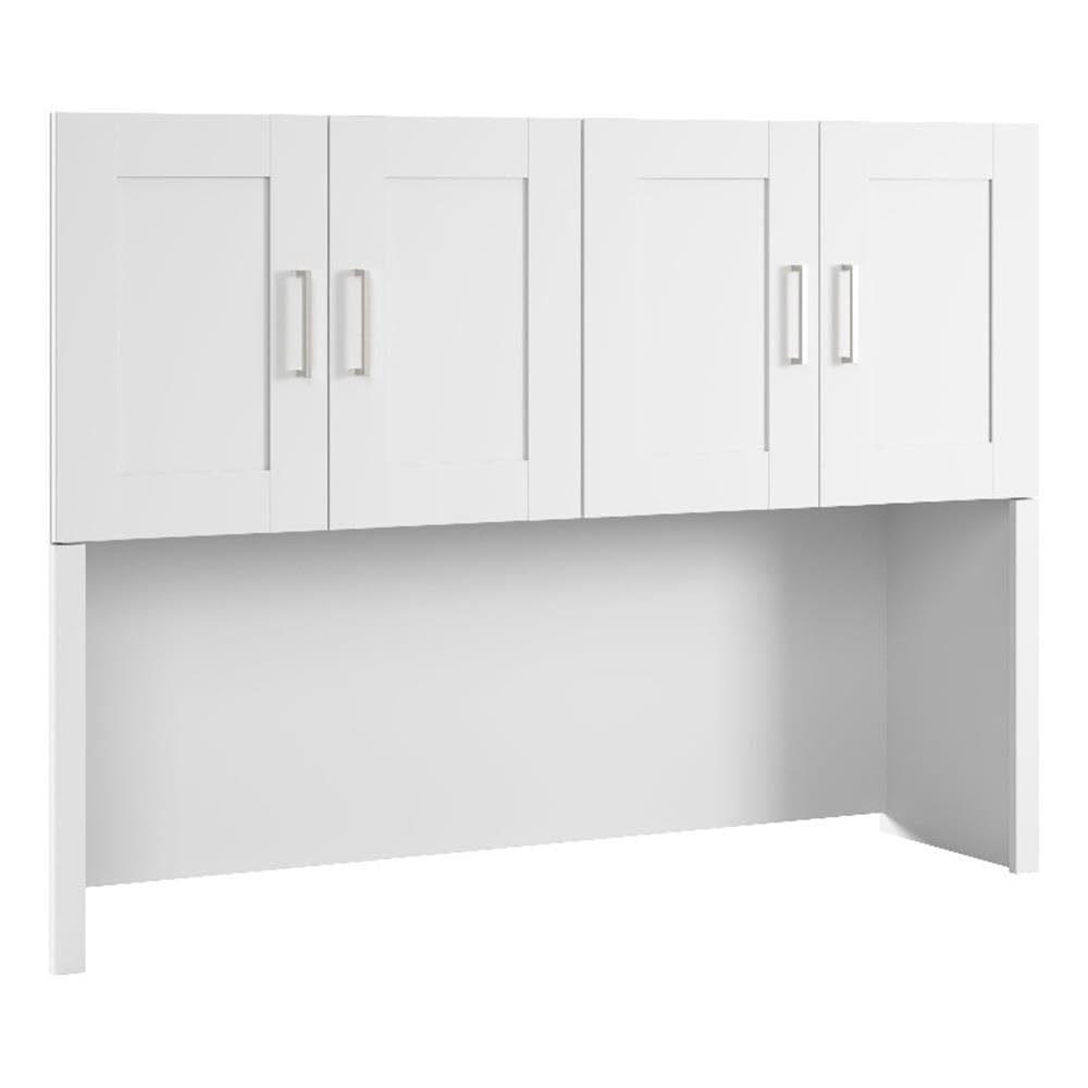 Bush Business Furniture Hampton Heights 60W White Computer Hutch - Desk Attachment for Home Office & Professional Workspace | Perfect for Organizing Files, Books & Office Supplies in Modern Workspaces