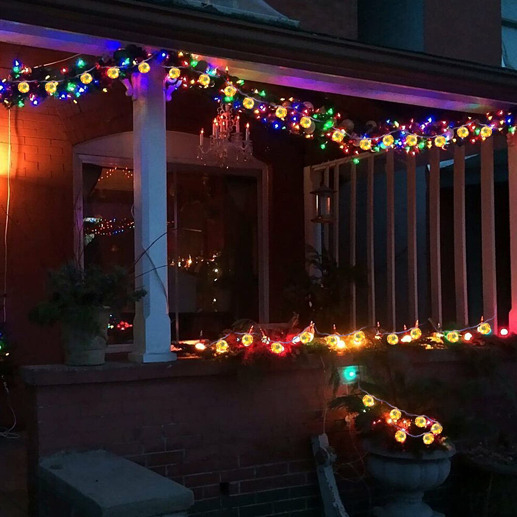 16ft 20 LED 3D Rose Ball Globe String Lights - Warm White Outdoor Christmas Decorations for Patio, Wedding, Garden & Party | Waterproof & Extendable Fairy Lights for Holiday & Home Decor