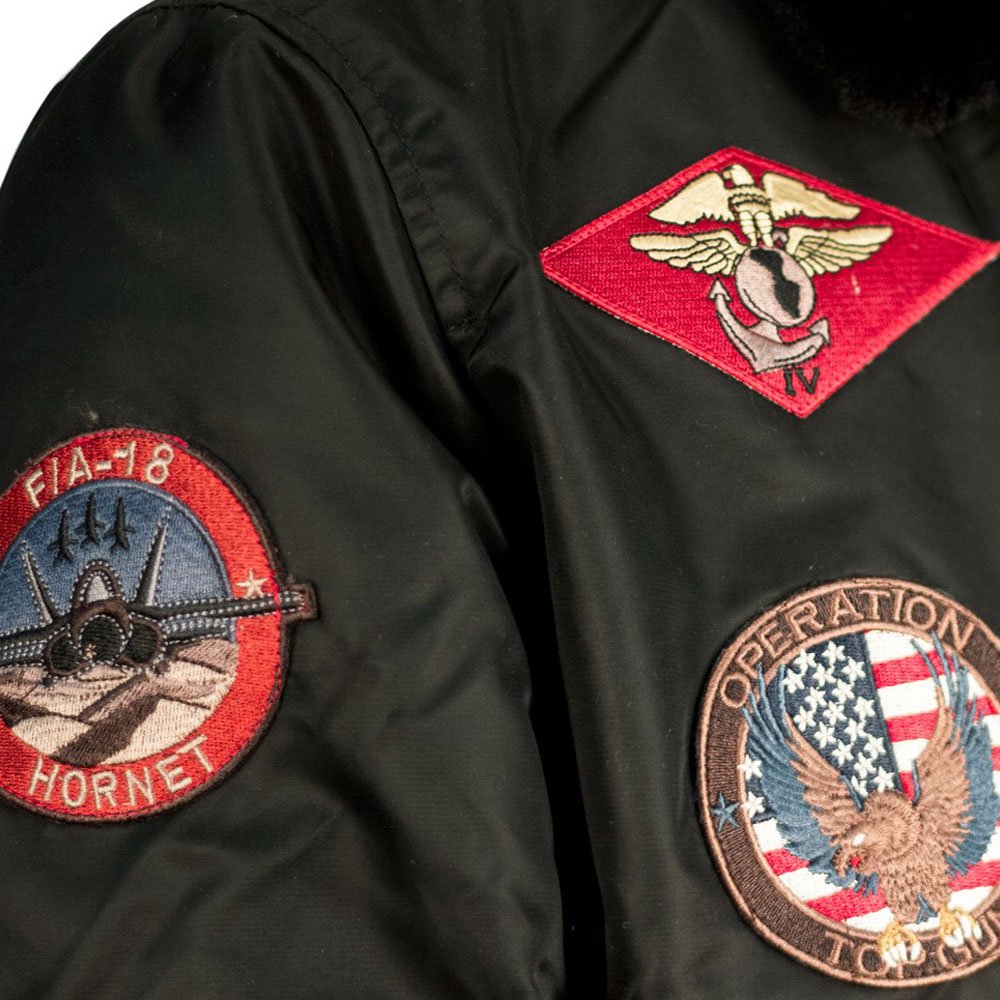Top Gun MA-1 Nylon Bomber Jacket with Military Patches - Stylish Aviator Flight Jacket for Men, Perfect for Casual Wear & Outdoor Adventures