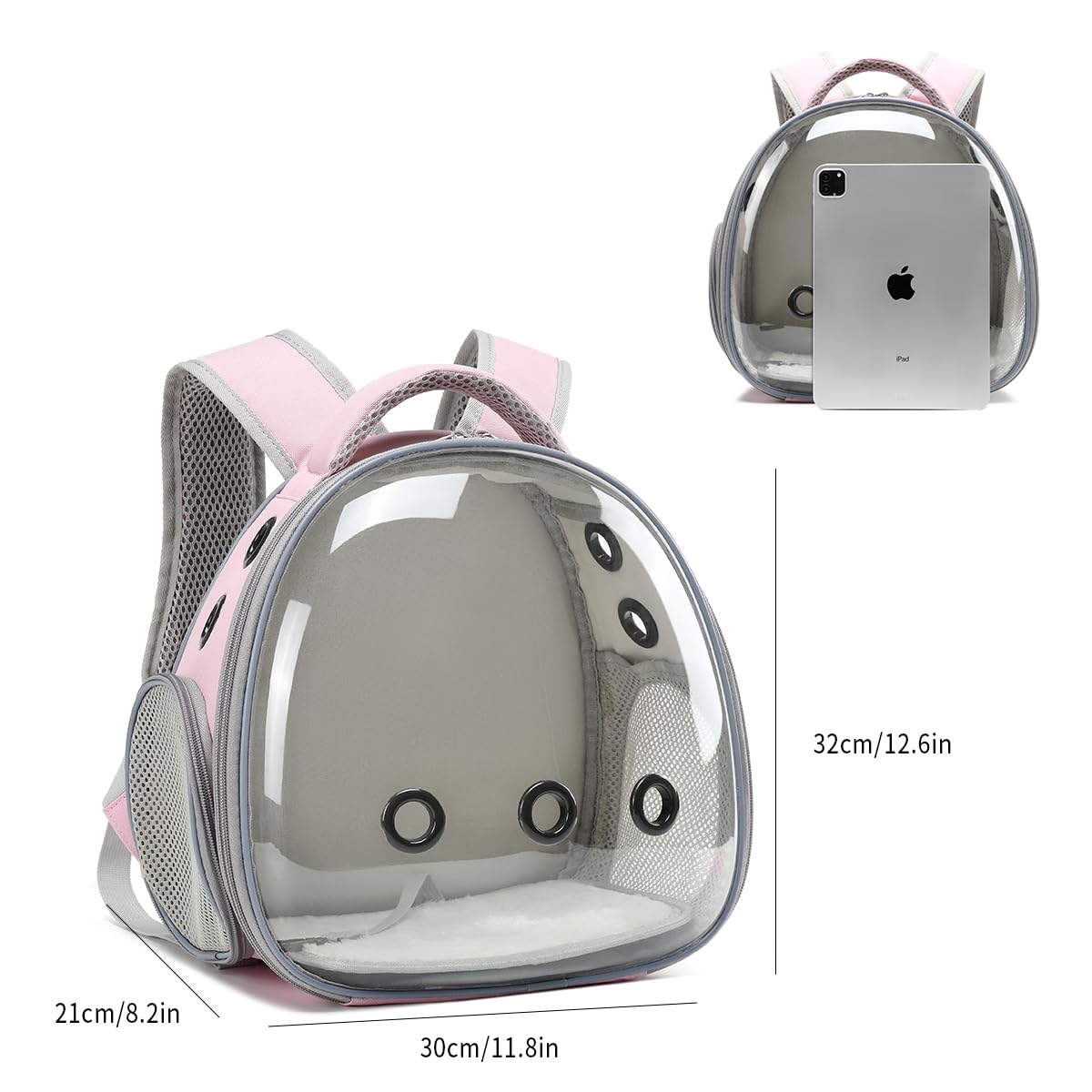 Bearded Dragon Lizard Backpack Carrier with Harness & Leash Set - Small Animal Travel Carrier with Space Capsule Bubble Window - Airline Approved Pet Backpack (Pink) - Perfect for Vet Visits, Outdoor Adventures & Air Travel