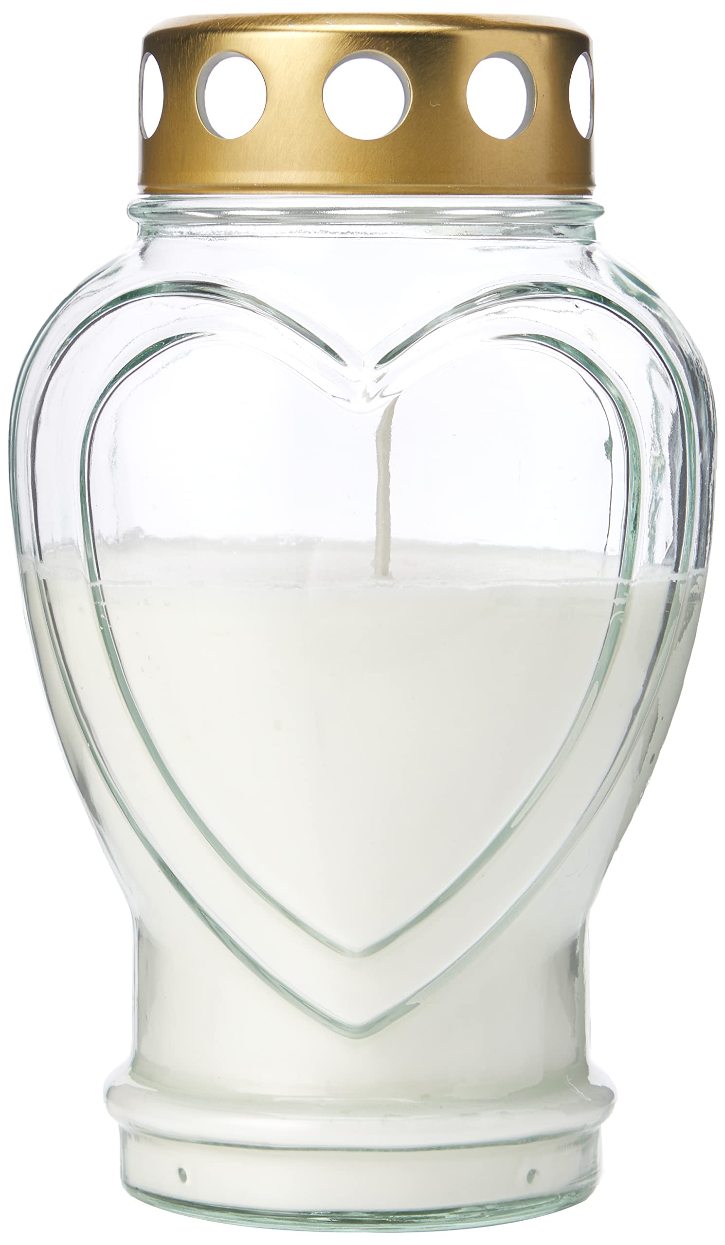 Purple Glass Heart Memorial Candle - White Scented Candle for Funerals, Memorials & Home Decor (18.5x11x9cm) - Perfect for Sympathy Gifts, Church Services & Candlelight Vigils