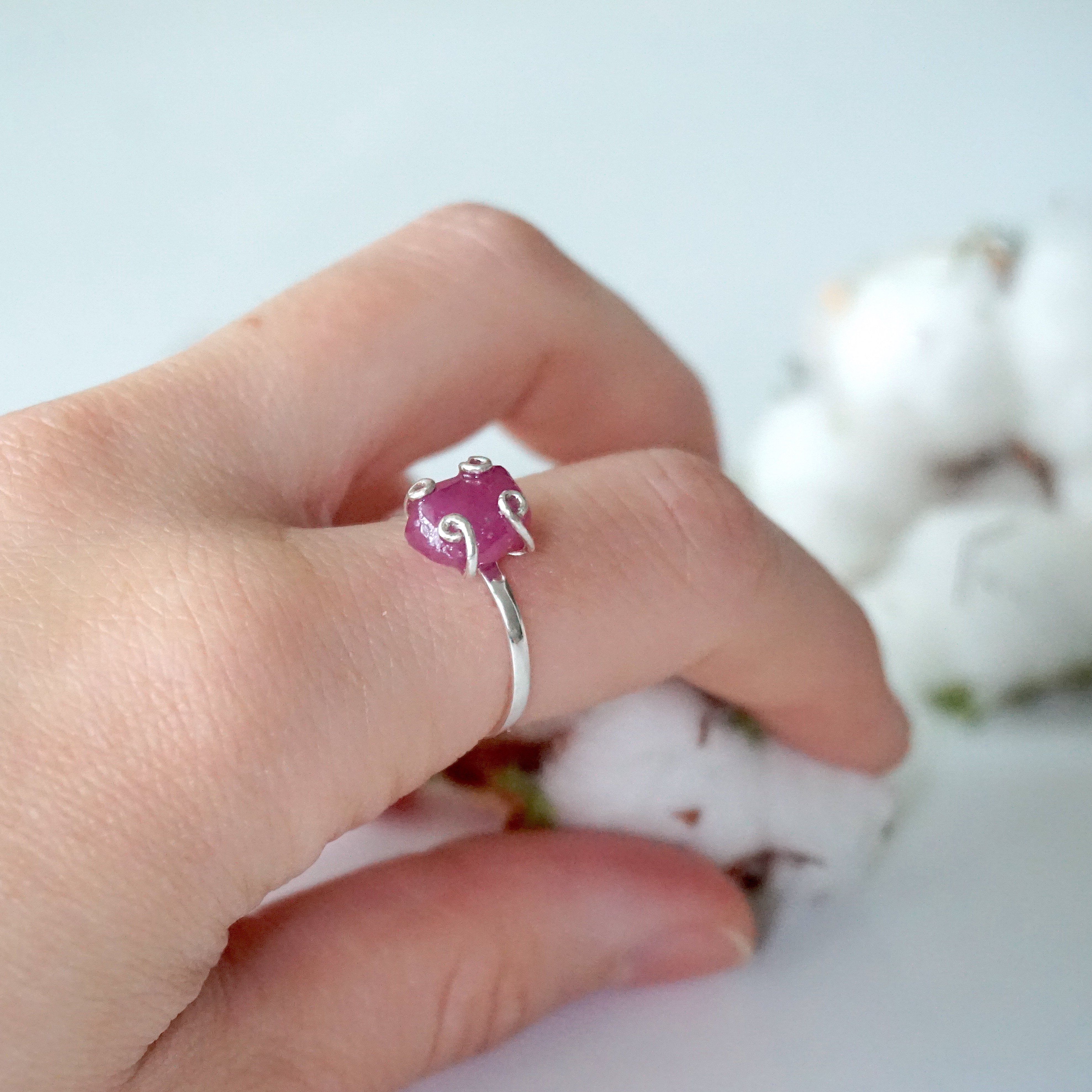Natural Pink Ruby Ring for Women - Sterling Silver 925 Elegant Jewelry Gift for Birthday, Anniversary & Valentine's Day | Perfect for Evening Parties, Date Nights & Special Occasions